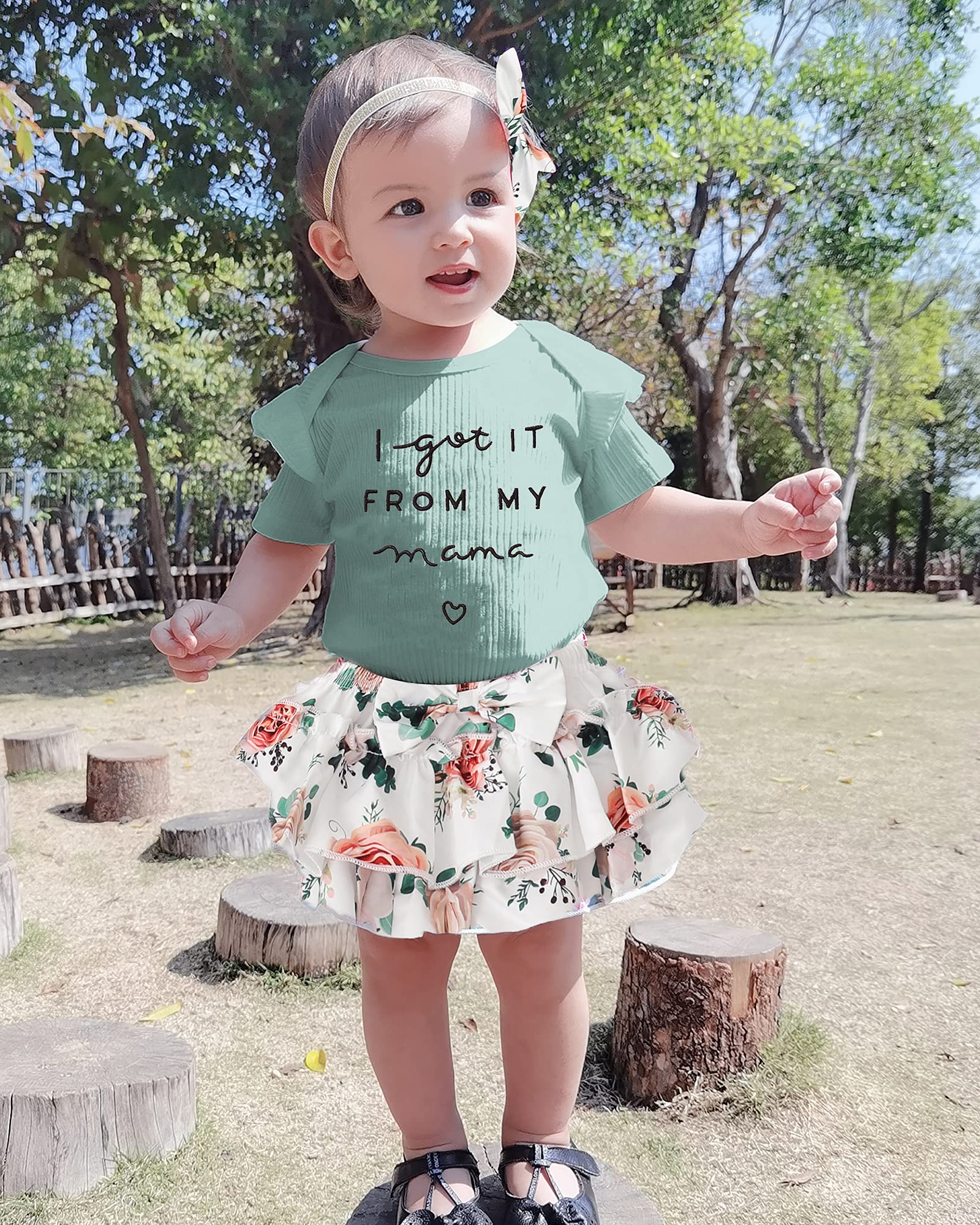 Mioglrie Newborn Baby Girl Clothes - Floral Romper & Shorts Set | Cute Summer Outfits for Infant Girls | Perfect for Photoshoots, Playdates & Family Outings