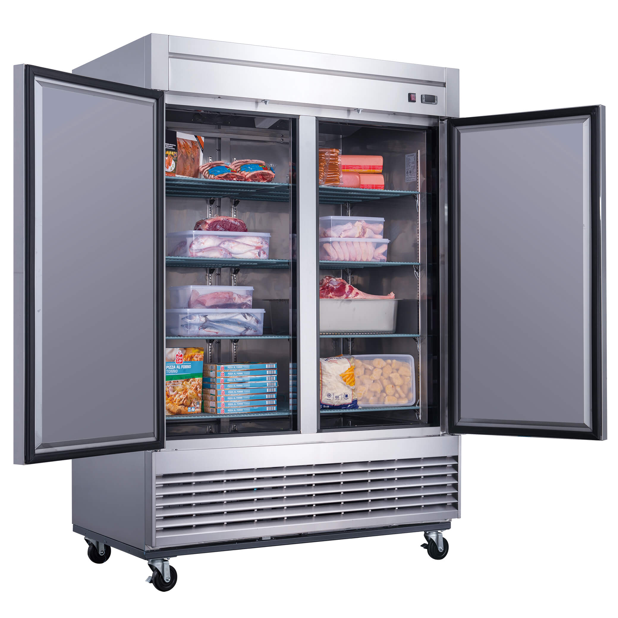 Dukers D55F 2-Door Commercial Freezer - Energy Efficient Upright Deep Freezer for Restaurants, Grocery Stores & Home Use