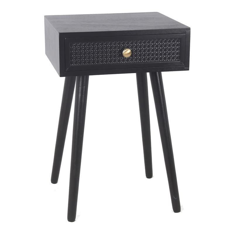 Pemberly Row 1-Door Transitional Wood Accent Side Table - Midnight Black Finish | Small End Table for Living Room, Bedroom & Office Decor