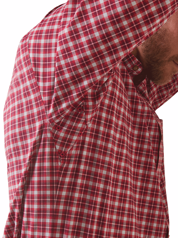 Ariat Men's Pro Series Indiana Fitted Shirt - Rose Red | Western Work Shirt for Ranch, Rodeo & Outdoor Activities
