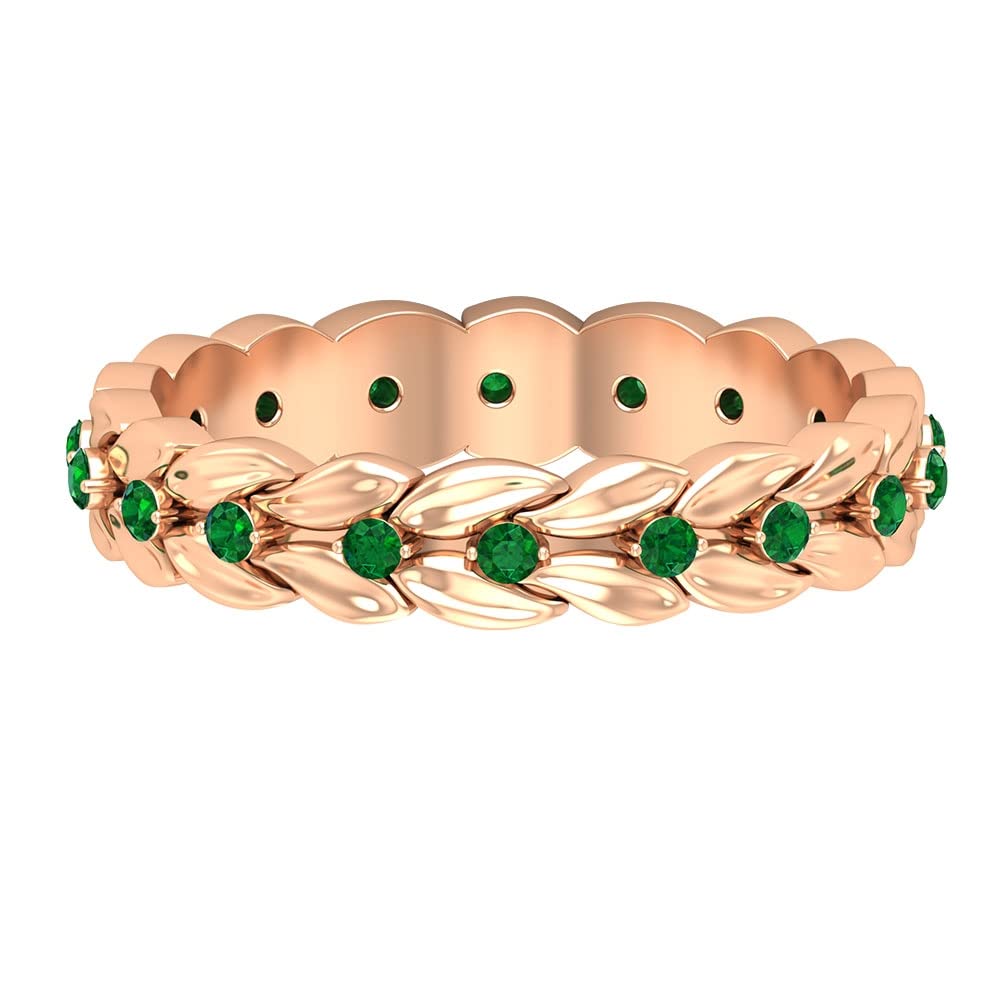 1/4 CT Emerald Full Eternity Ring - 14K Solid Gold Women's Wedding Band with Green Emerald Gemstones | Elegant Jewelry for Anniversaries, Engagements & Special Occasions