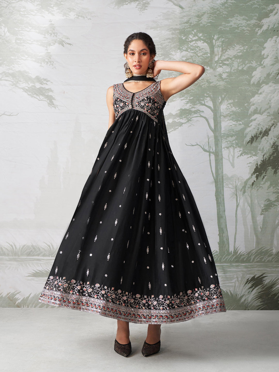 Elegant Black Designer Anarkali Dress with Intricate Embroidery - Perfect for Weddings, Parties & Festive Occasions