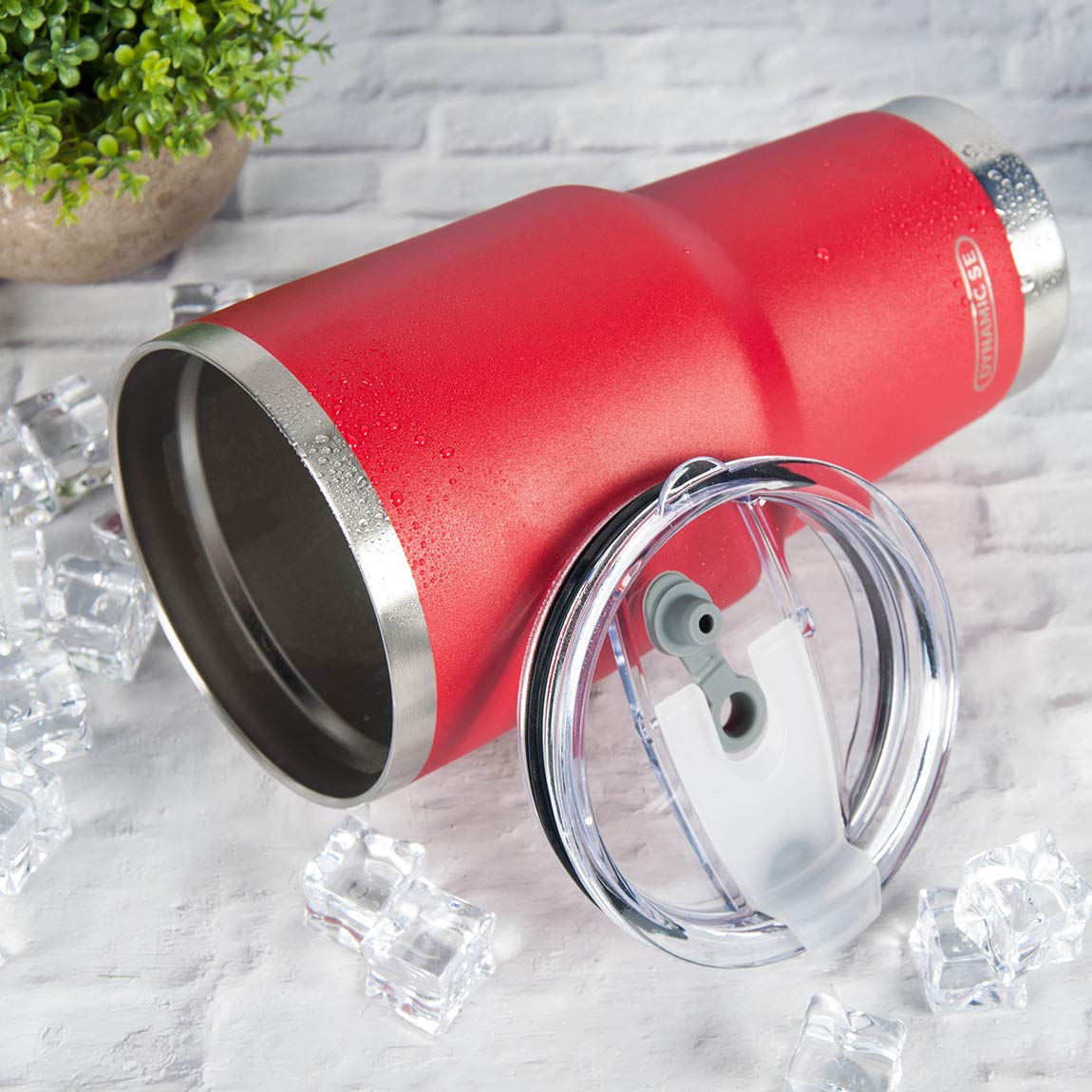 30oz Red Stainless Steel Tumbler - Vacuum Insulated Mug with Straw & Lid for Hot/Cold Drinks - Travel & Office Use