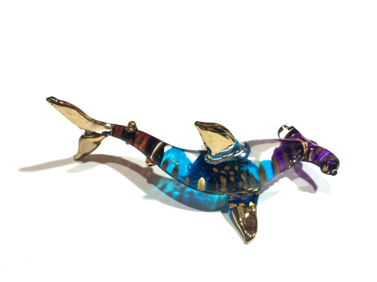 Handmade Hammerhead Shark Glass Figurine - Marine Decor for Home & Office