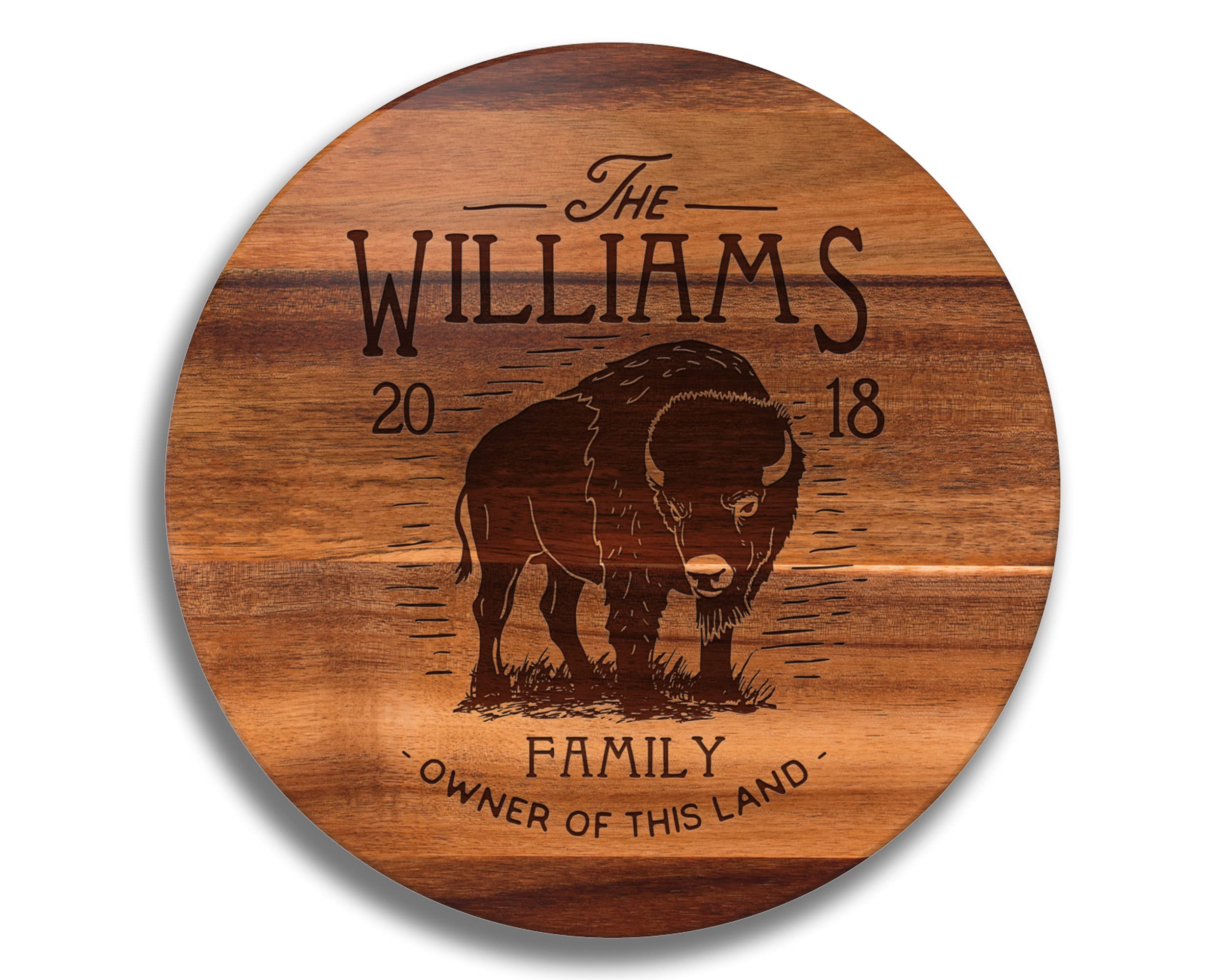 Bison Lazy Susan Turntable - Western Rustic Home Decor for Hunting & Camping Gifts