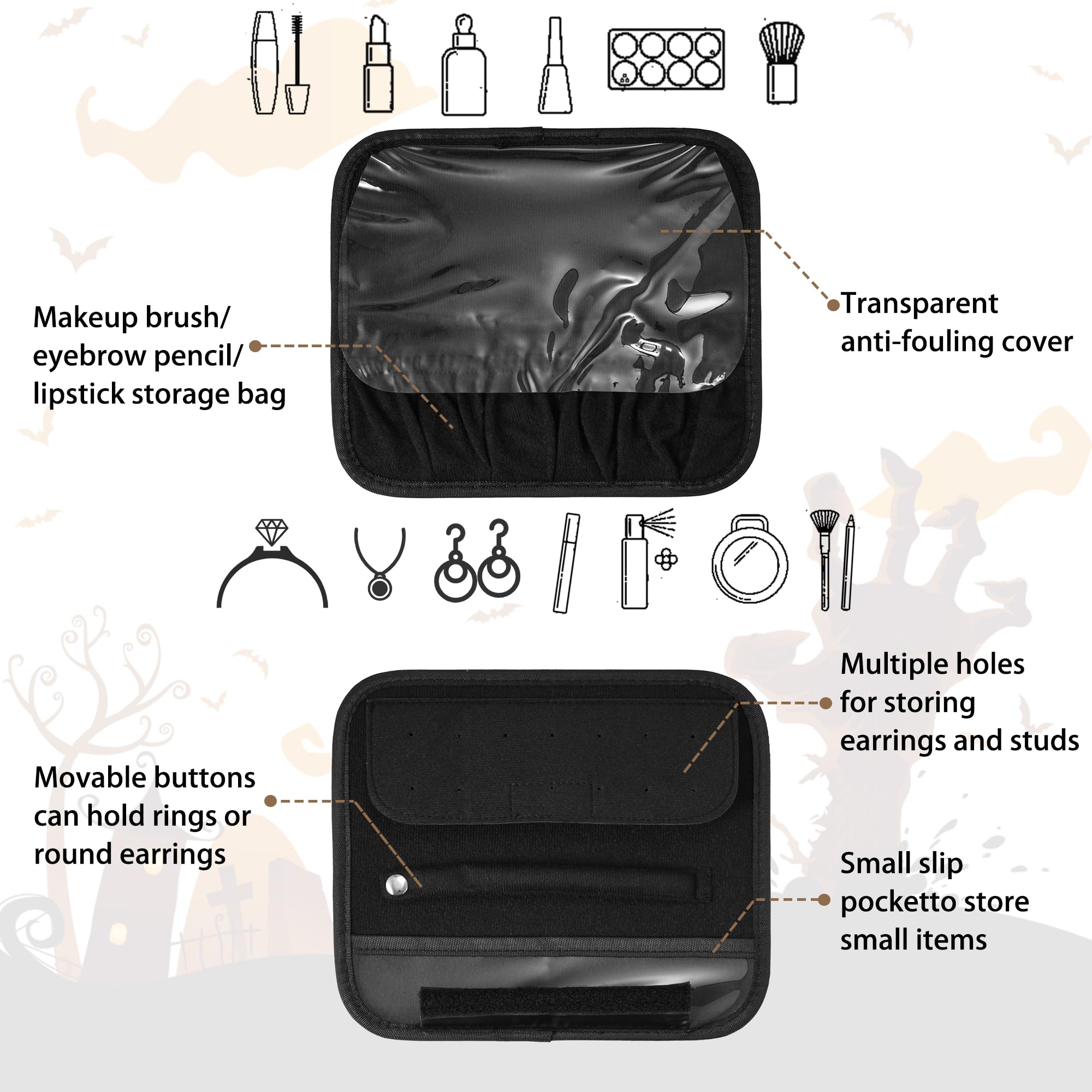 LED Mirror Makeup Bag - Portable Travel Cosmetic Organizer with Built-in Light, Waterproof & Spacious Design for Makeup Brushes & Essentials (Black) - Perfect for Travel, Home & On-the-Go Touch Ups