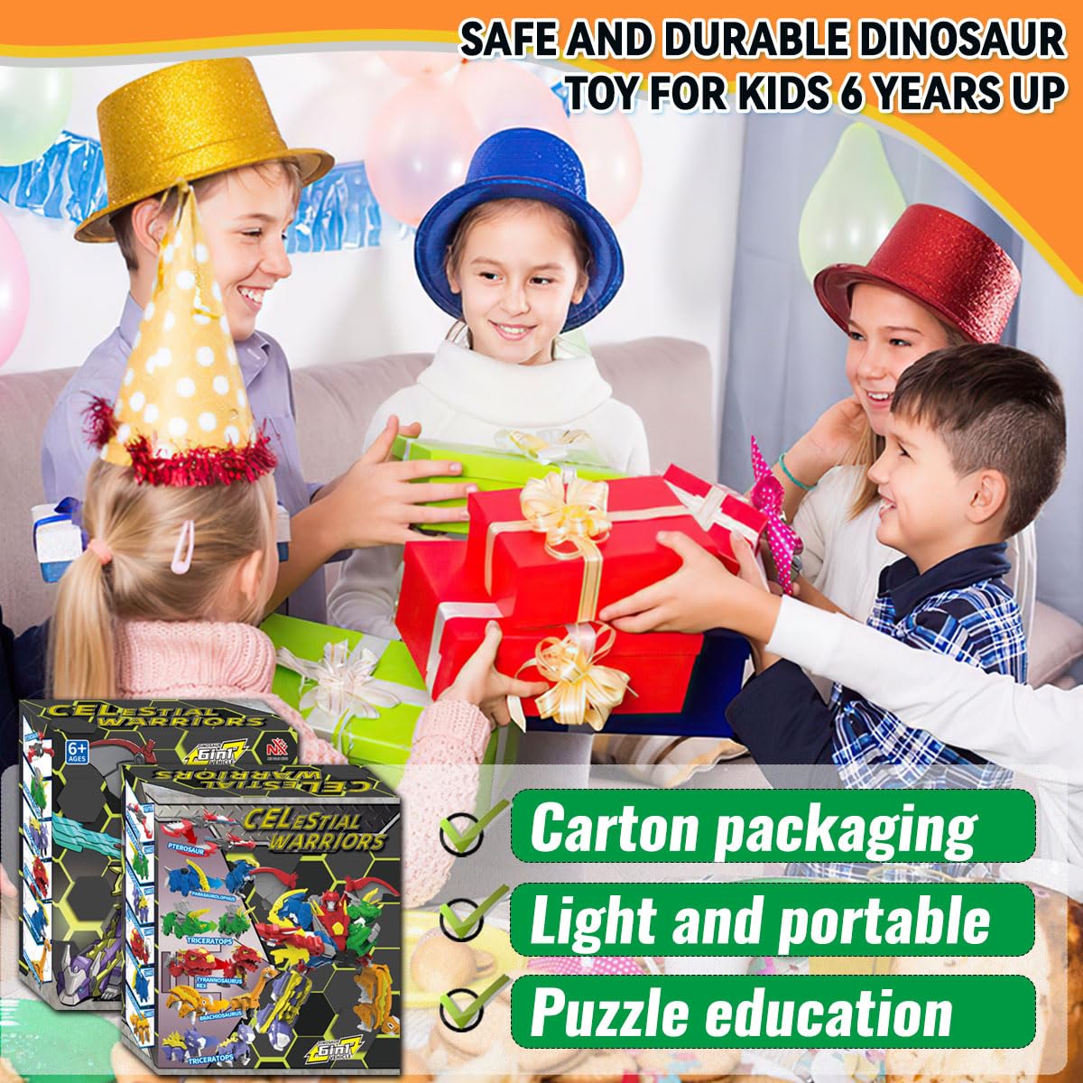 5-in-1 Transformable Robot Dinosaur Toys Set - Large Buildable Triceratops & 4 Other Dinosaur Action Figures (8