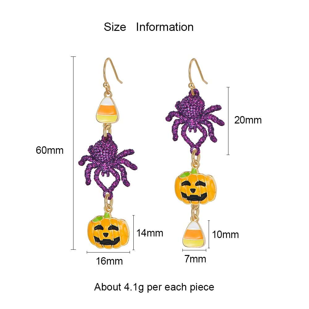 Halloween Earrings for Women - Pumpkin, Ghost, Witch, Bat & Skull Dangle Earrings in Purple, Orange & Black | Perfect for Halloween Parties, Costume Accessories & Spooky Outfits