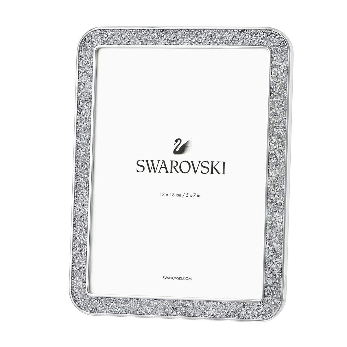 Swarovski Minera Silver Photo Frame - Elegant Crystal Picture Frame for Home Decor, Wedding Gifts & Anniversary Presents