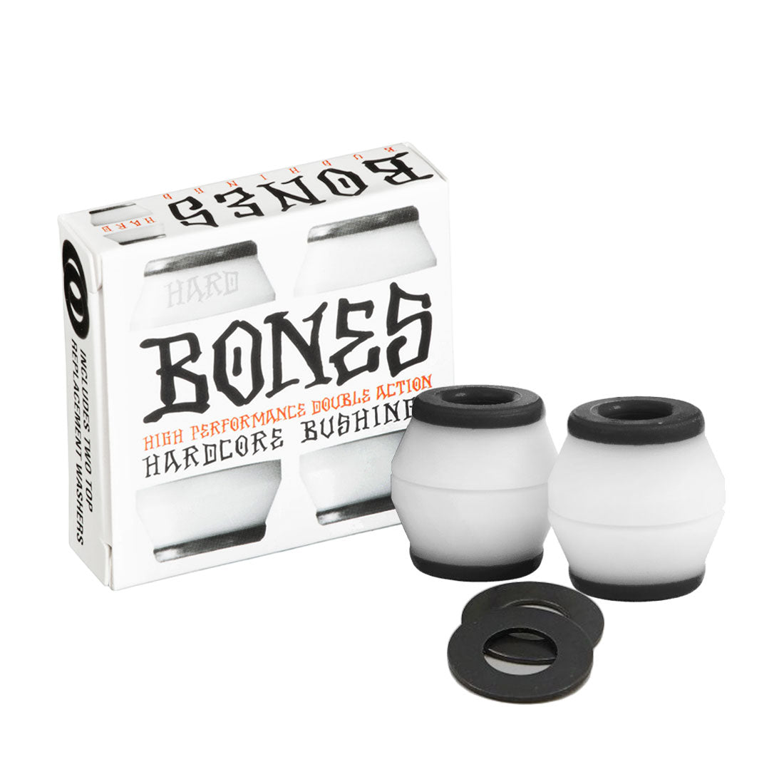 Bones Hardcore Conical Skateboard Bushings 4-Pack (White) - Perfect for Skateboard Trucks and Longboard Setup