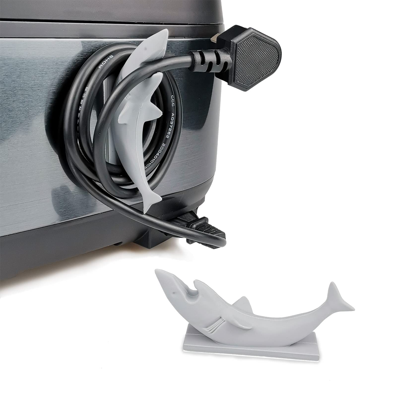 VEAREAR Shark-Shaped Silicone Cord Winder - 4-Pack Kitchen Appliance Cord Organizer for Blenders, Mixers & Coffee Makers - Keep Cords Tidy & Safe in Modern Kitchens