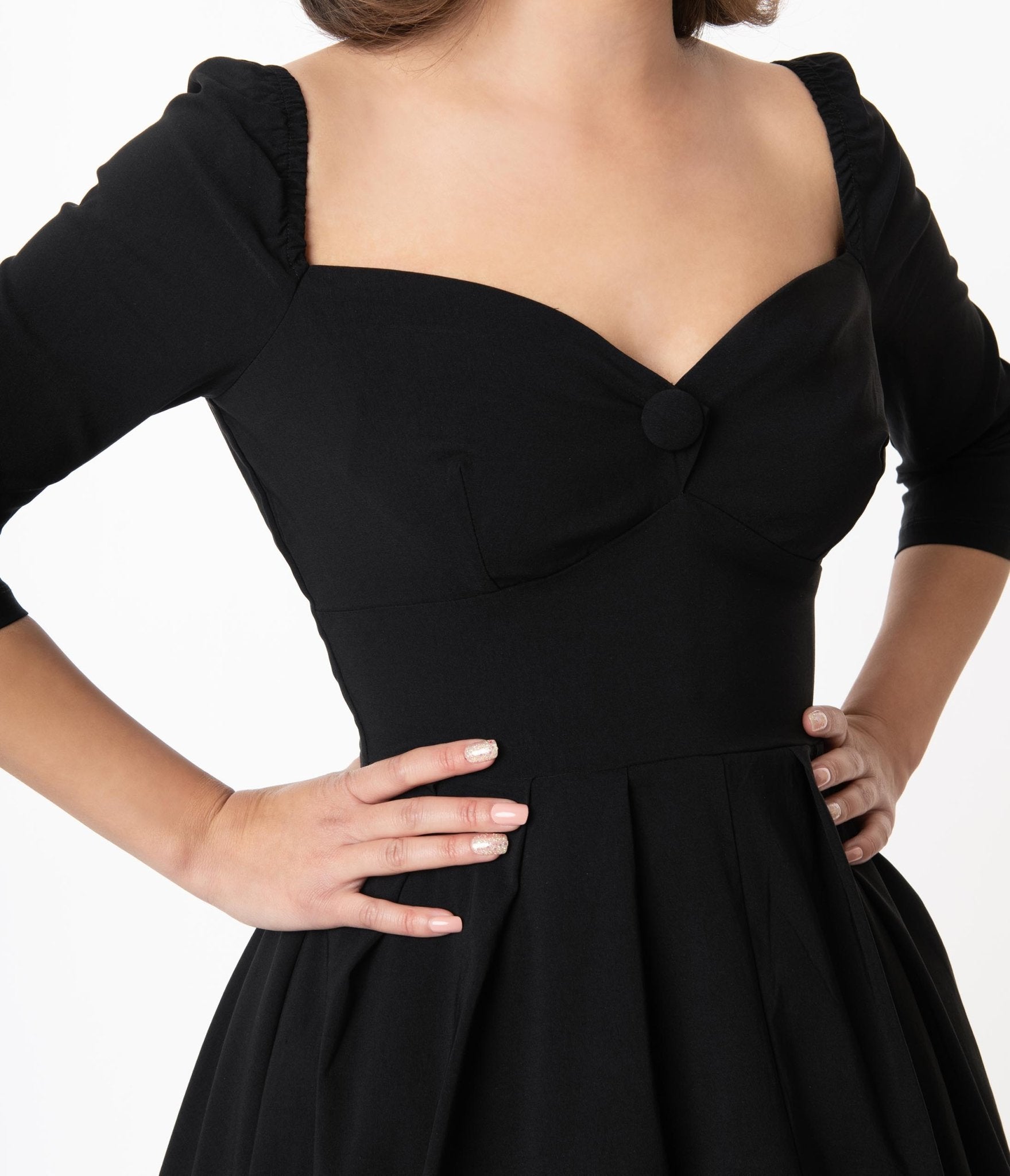 Vintage 1950s Black Sweetheart Lamar Swing Dress - Retro Pinup Style for Parties, Dances & Special Occasions