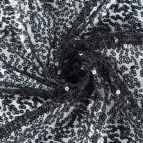 132 Inch Sequin Round Tablecloth - Premium Quality Black Payette Fabric for Weddings, Birthdays, Christmas Parties & Banquet Hall Decorations | Elegant Dining & Event Table Cover