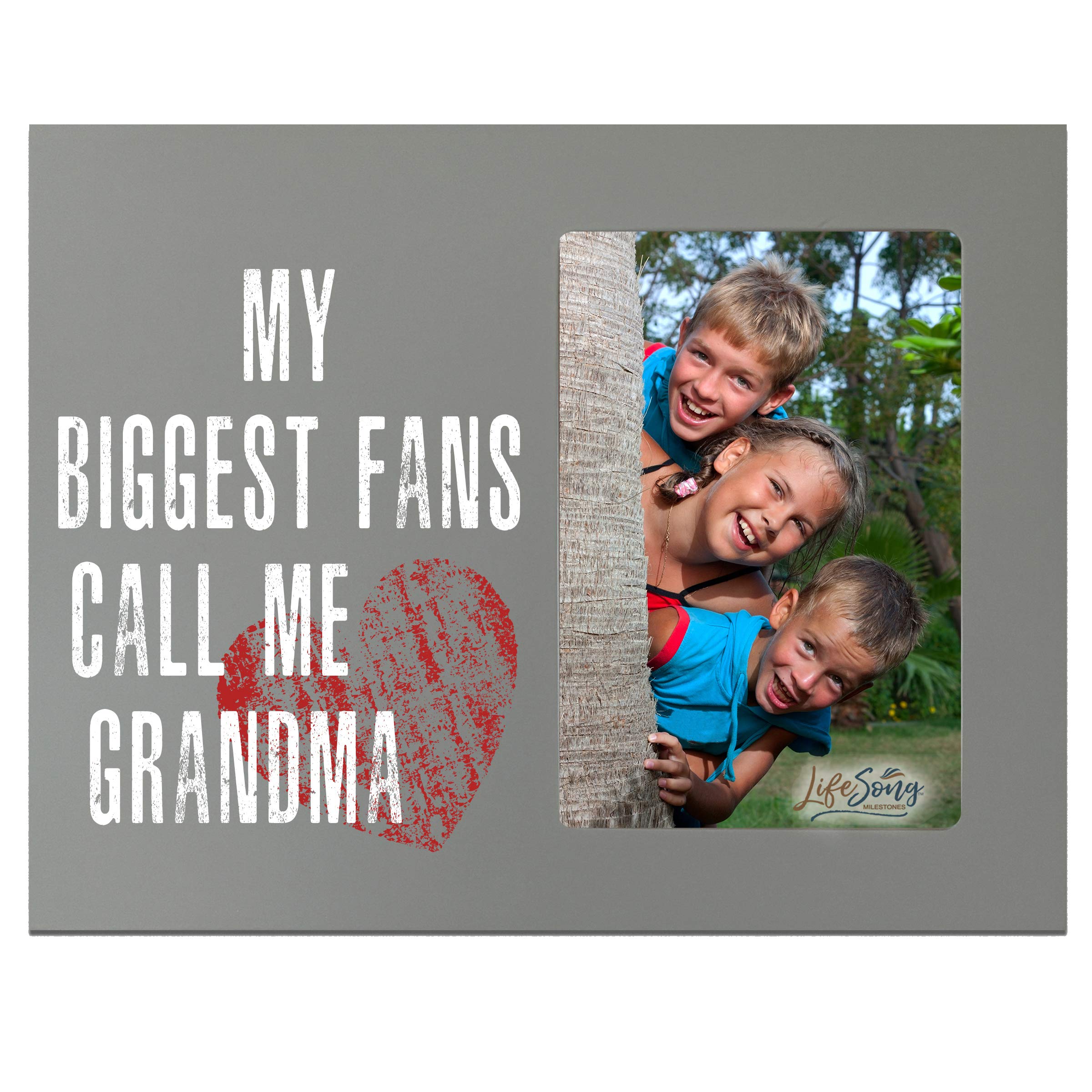 LifeSong Milestones My Biggest Fans Call Me - 8x10 Photo Frame for Grandmother, Grammy, Mom - Holds 4x6 Picture - Perfect Gift for Mother's Day, Birthday & Home Decor (Grey)