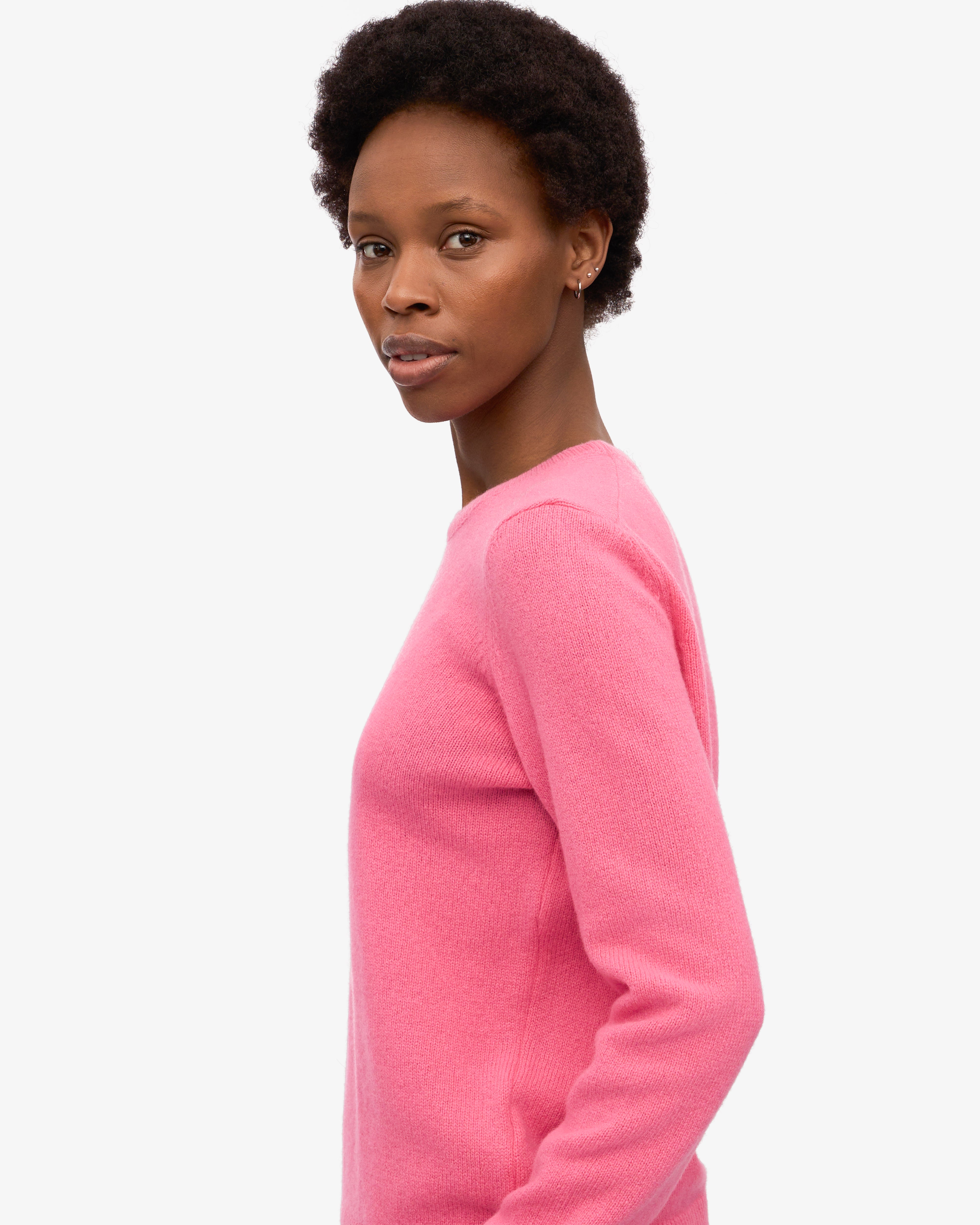 Women's Classic Merino Wool Crew Neck Sweater - Soft & Warm Winter Knitwear in Bubblegum Pink | Perfect for Office, Casual Outfits & Cold Weather Layering