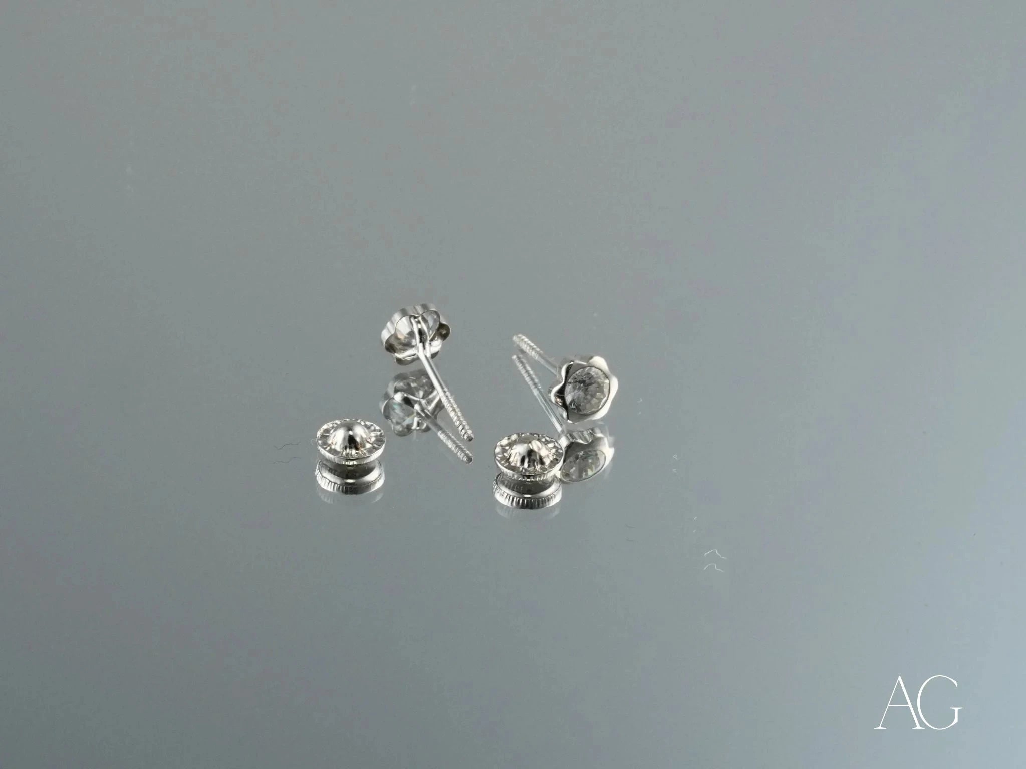 18K White Gold Cubic Zirconia Stud Earrings for Women - Elegant & Hypoallergenic Jewelry for Weddings, Parties & Everyday Wear