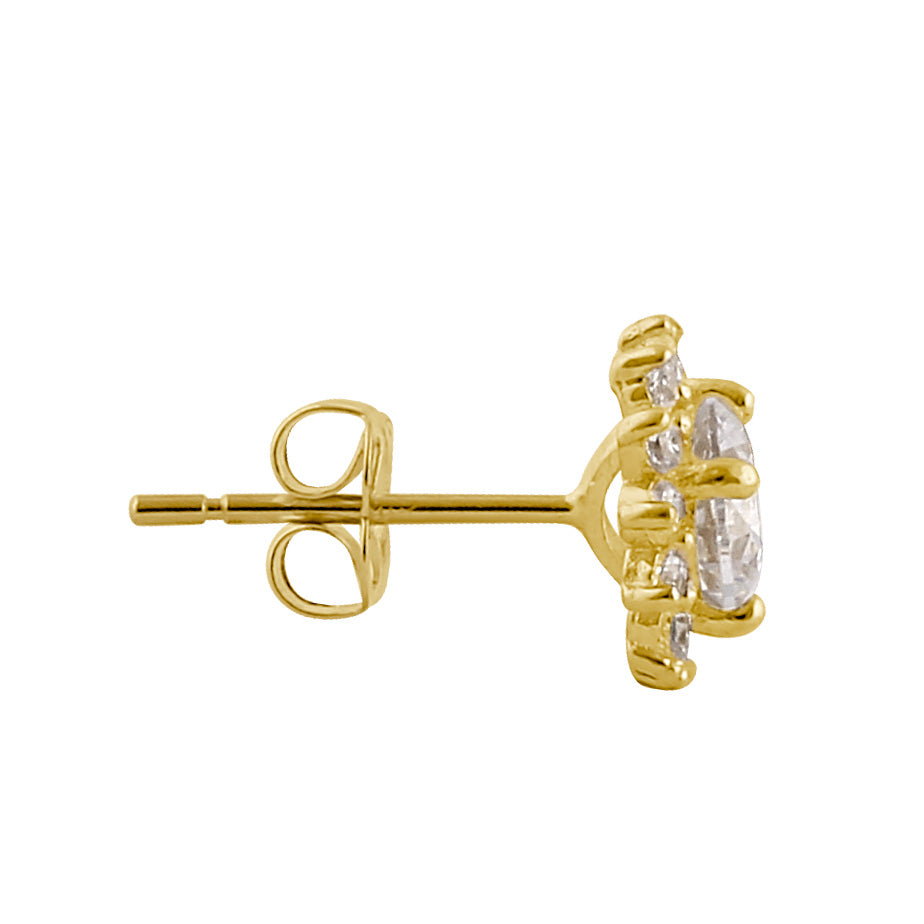 14K Solid Gold Sun Stud Earrings with CZ Stones – Perfect for Everyday Wear, Parties & Gifts