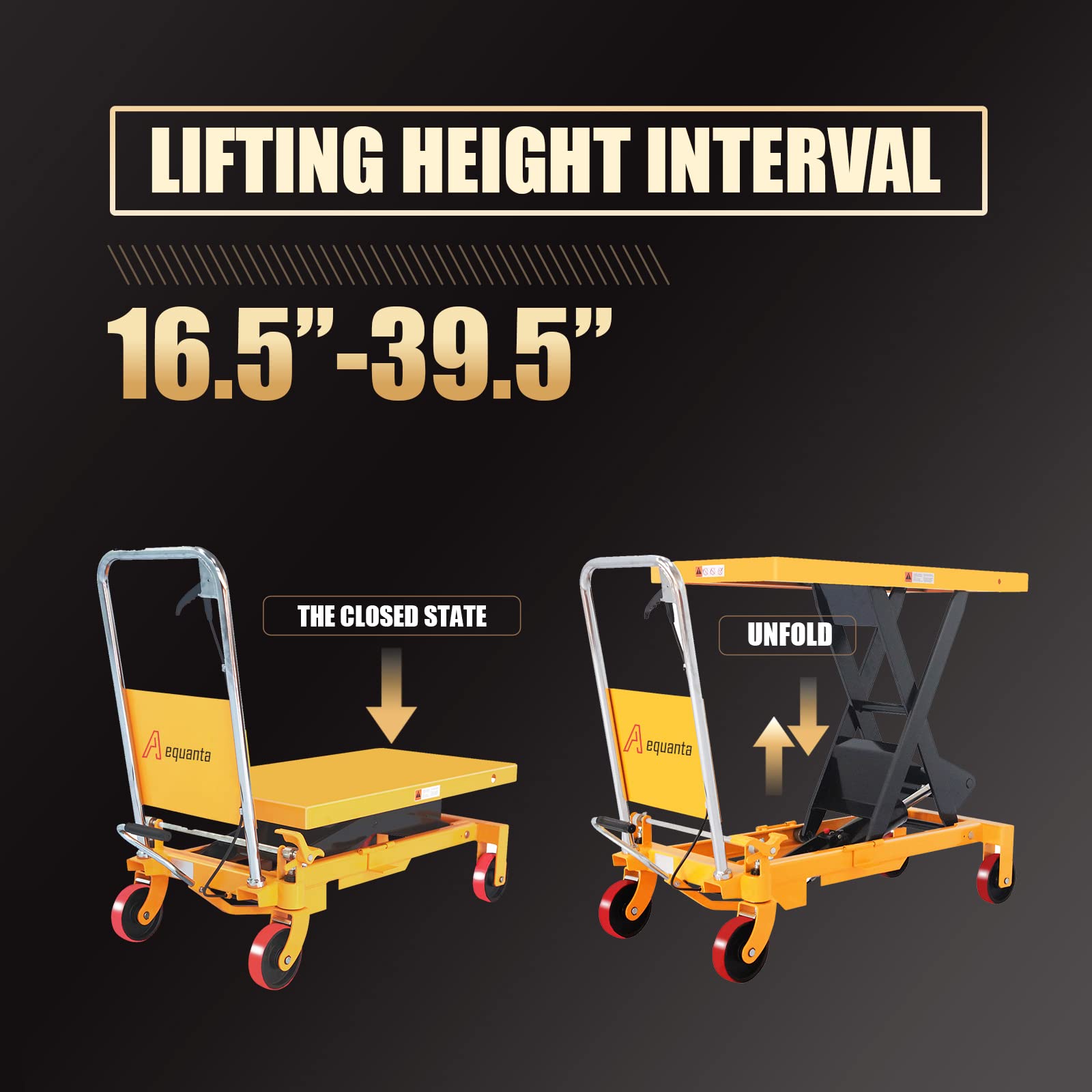Hydraulic Lift Table Cart - 1760lbs Capacity, 39.5