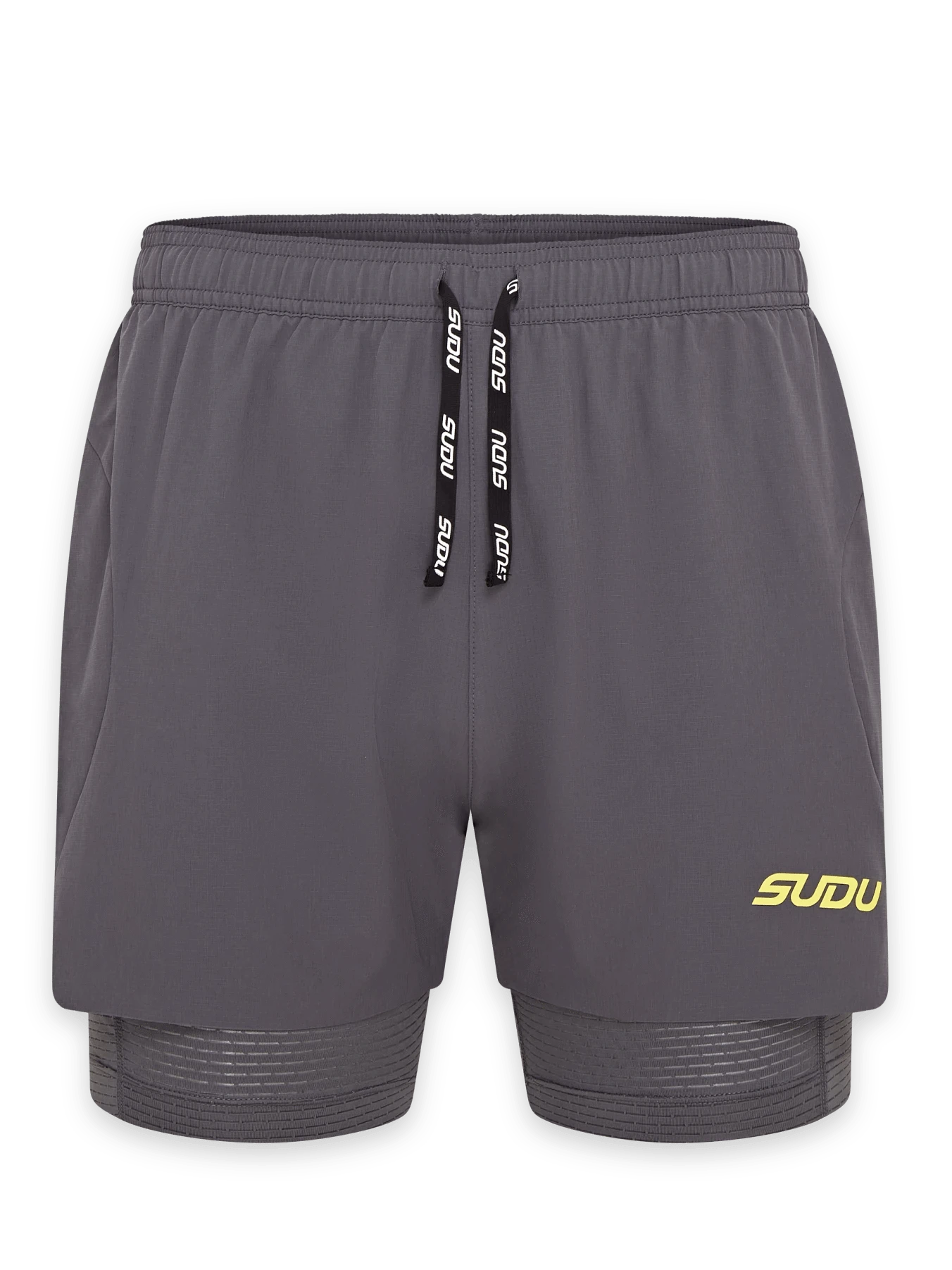 SRS 01 Athletic Running Shorts for Men - Breathable Quick-Dry Gym Workout Shorts with Pockets, Grey/Yellow | Perfect for Jogging, Training & Outdoor Sports