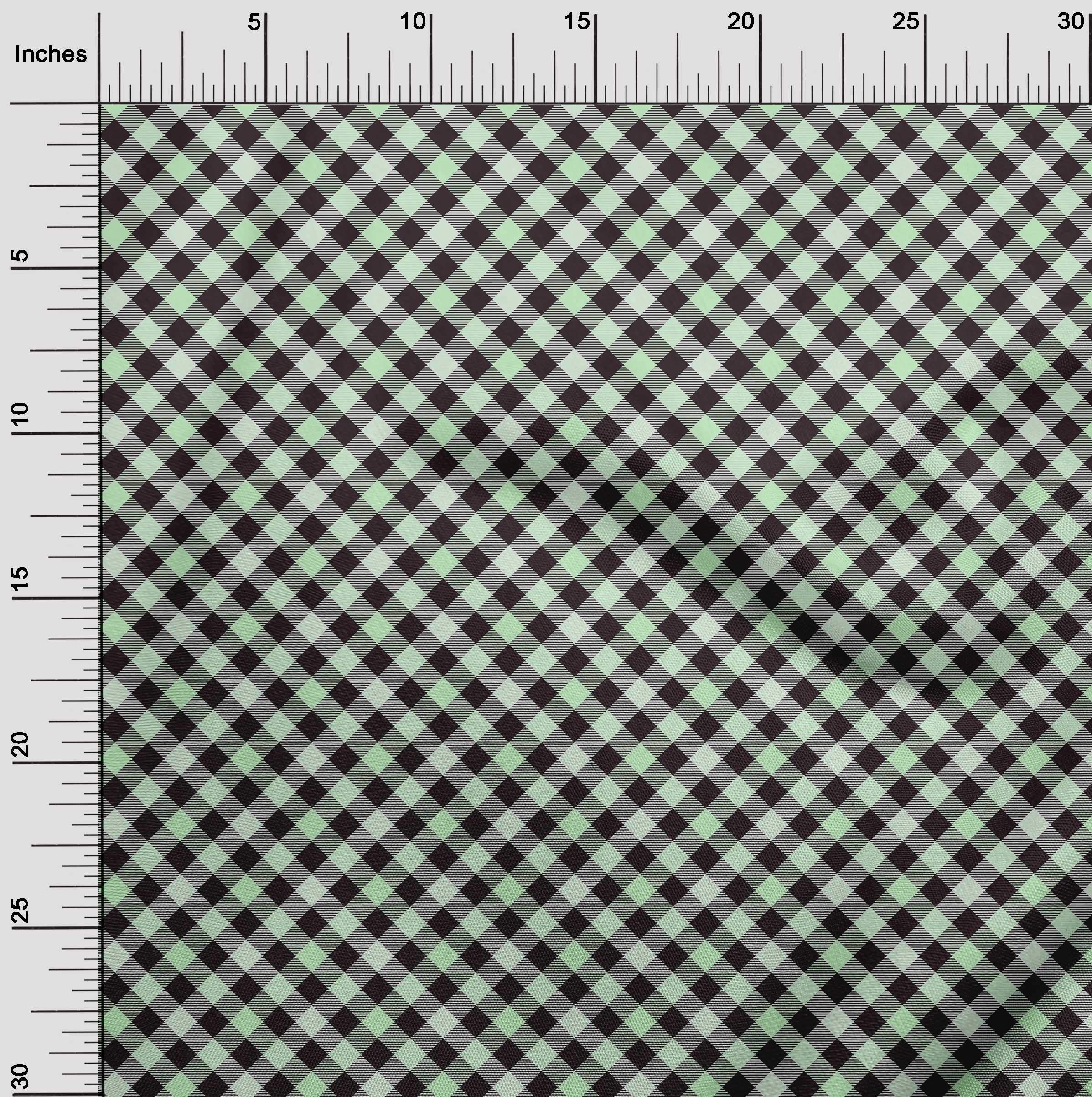 oneOone Rayon Mint Fabric - 56 Inch Wide Printed Check Sewing Material by The Yard for DIY Clothing, Dresses & Home Decor Projects | Soft Breathable Fabric for Summer Apparel, Quilting & Crafting