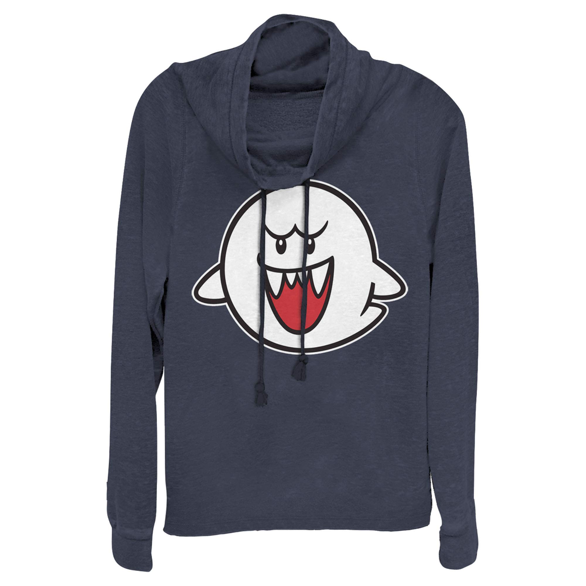 Junior's Nintendo Mario Boo Ghost Cowl Neck Sweatshirt - Official Licensed Super Mario Bros. Hoodie for Kids & Teens - Perfect for Gaming, Cosplay & Casual Wear