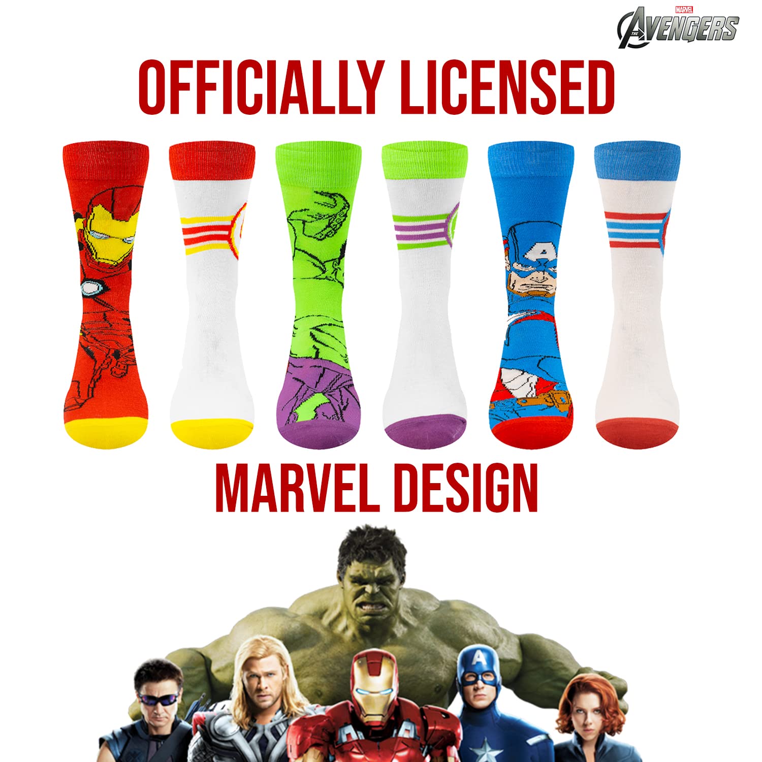 Marvel Legends Superhero Socks for Men & Boys - 6-Pack Athletic Crew Socks with Moisture-Wicking Technology | Perfect for Sports, Gym, School & Everyday Wear