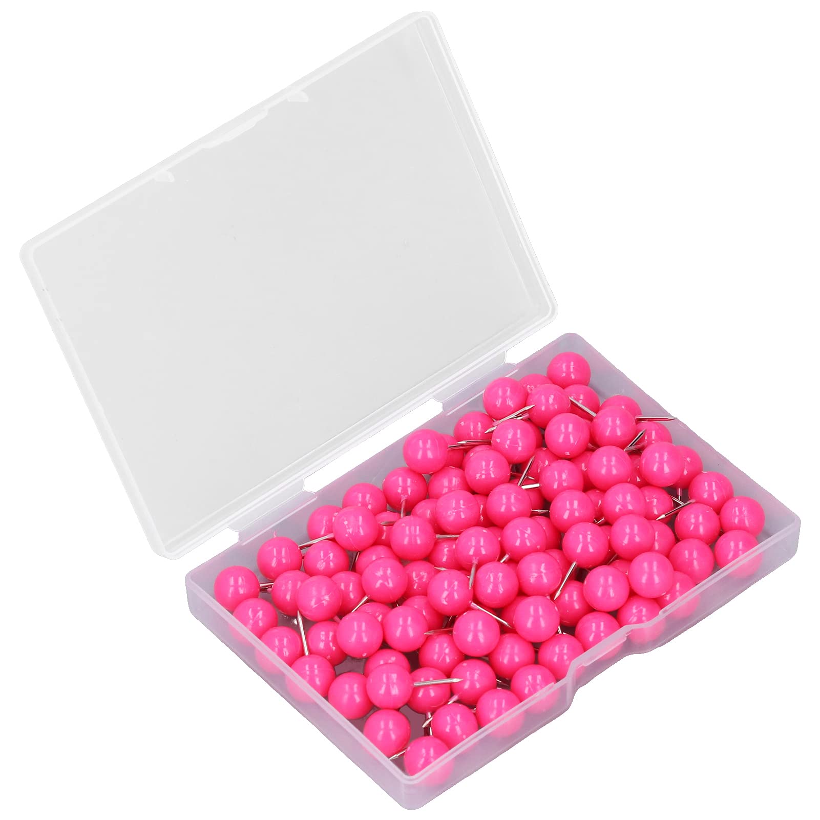 100Pcs Colorful Push Pins for Maps & Bulletin Boards - 0.37 x 0.80in Plastic Head Thumb Tacks with 4 Color Options (Rose Red) - Perfect for Office, Classroom, Home Decor & DIY Projects