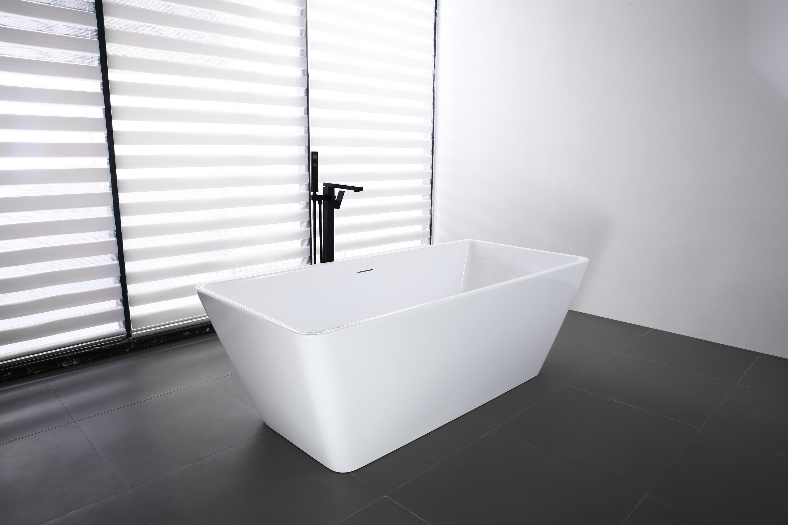 59 Inch Freestanding Soaking Bathtub - Modern Acrylic Stand Alone Tub for Bathroom Relaxation, Spa & Luxury Home Decor