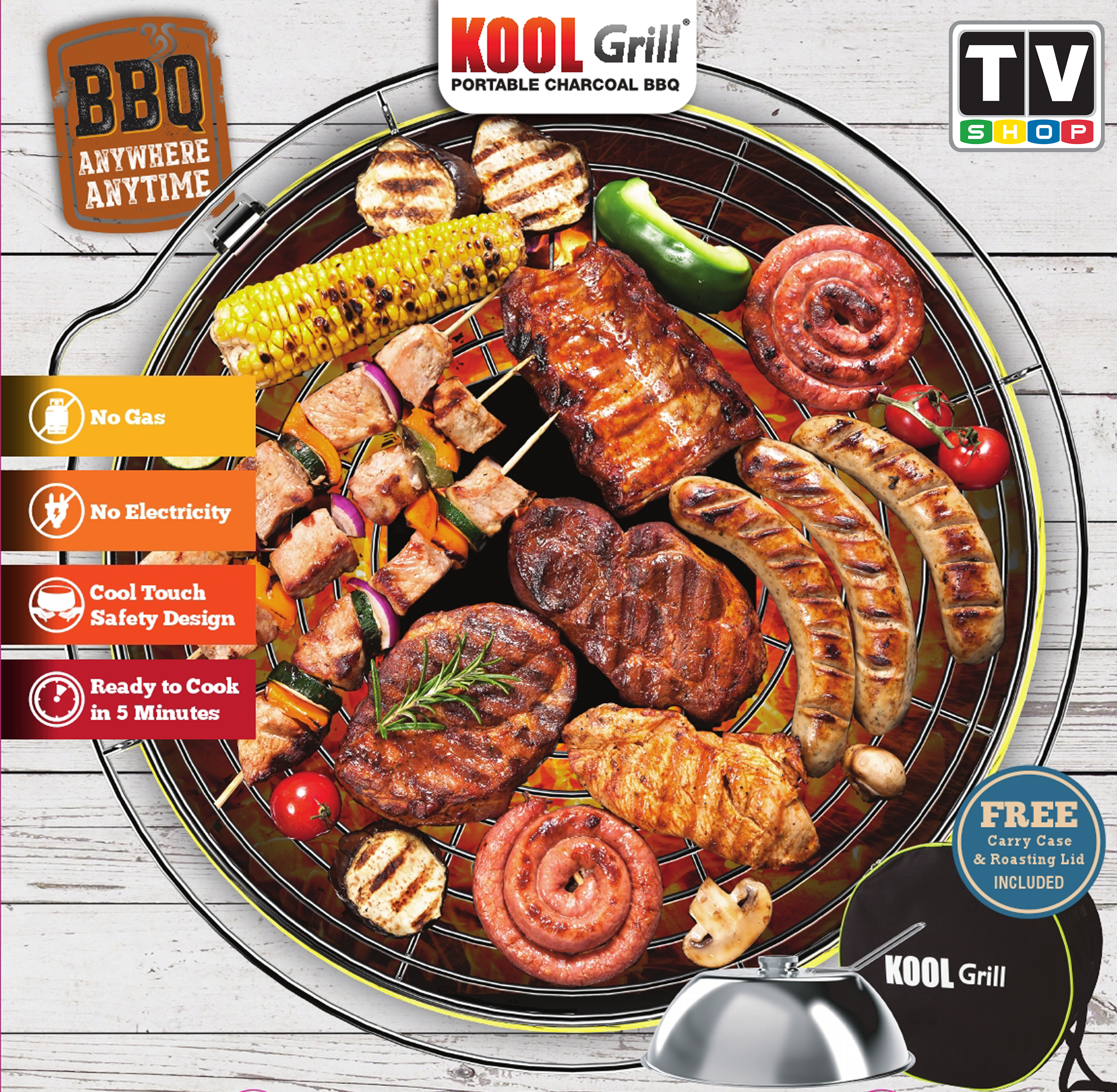Charcoal Express Kool Grill - Portable Charcoal BBQ Grill for Outdoor Cooking, Camping, Picnics & Backyard Parties | Fast Heating, Even Heat Distribution, Durable Steel Construction