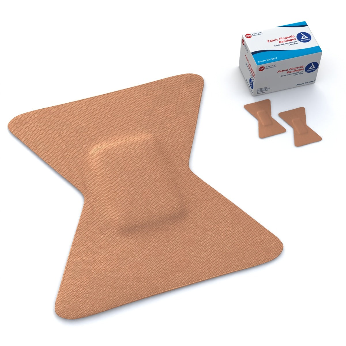 Dynarex 3617 Fabric Fingertip Bandages - Latex-Free, Breathable, Flexible Adhesive Bandages for Small Cuts & Scrapes - First Aid for Kids & Adults at Home, Work, or Outdoor Activities