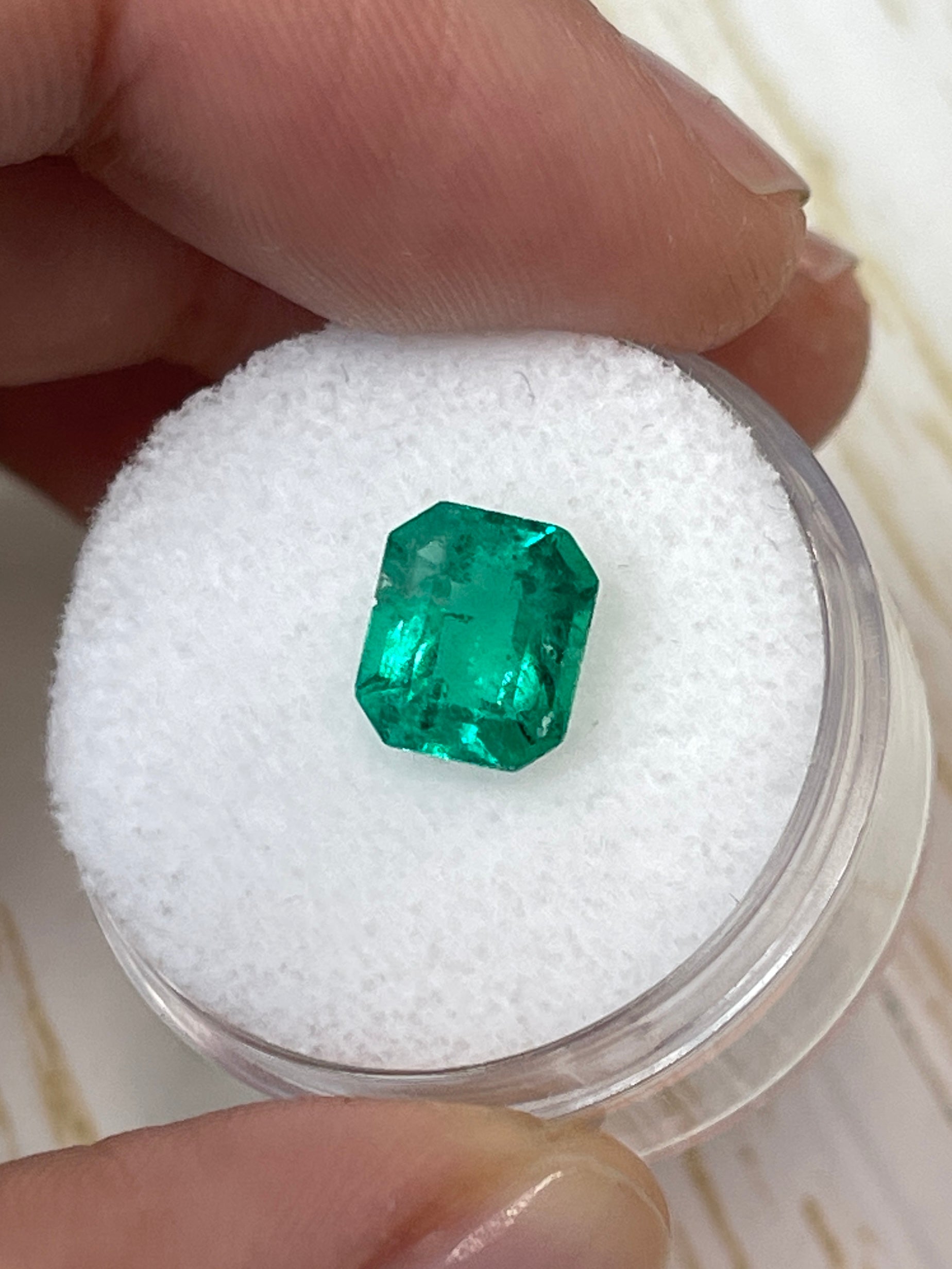 1.94 Carat 8.5x7mm Natural Colombian Emerald - Loose Green Gemstone with Unique Freckles, Emerald Cut for Jewelry Making & Engagement Rings
