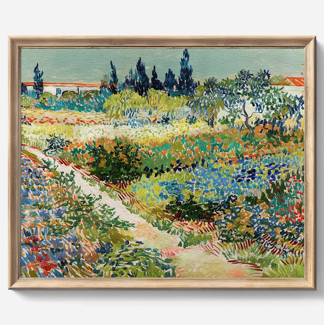 Vintage Flowering Garden Wall Art - 8x10 Inch Classical Painting Poster Print for Home Decor, Office, Bedroom, Living Room & Bathroom - Elegant Floral Canvas Wall Decor for Housewarming Gifts & Interior Design