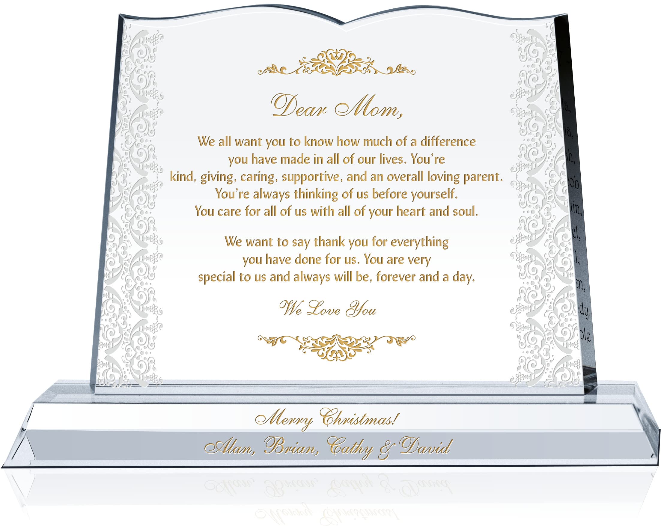 Custom Engraved Crystal Gift Plaque for Mom - Personalized Mother's Day, Birthday & Christmas Present from Daughter or Son (8 Inch) - Perfect for Home Decor, Office Desk & Heartfelt Appreciation Gifts
