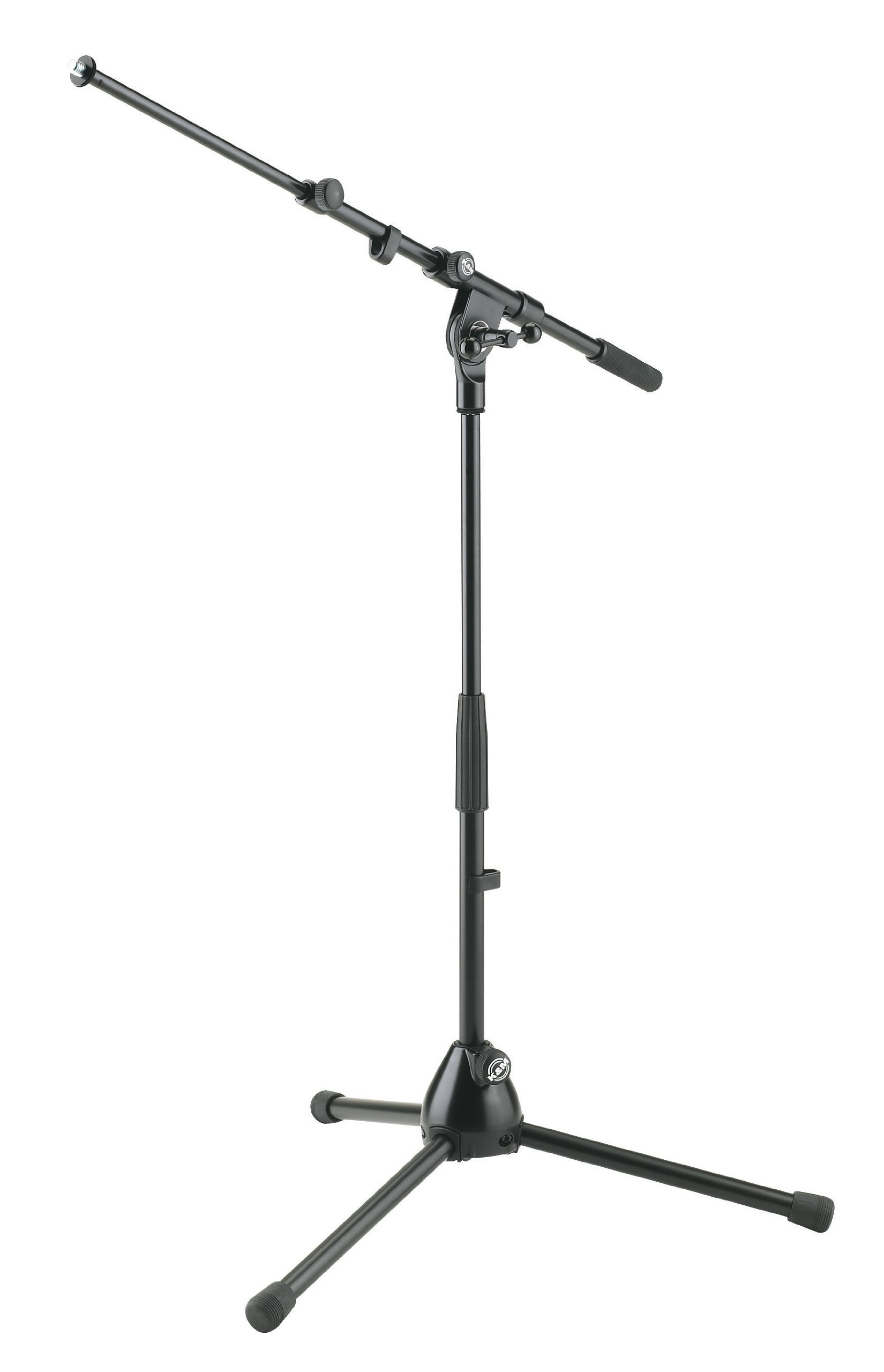 Professional K&M Konig & Meyer 25900.570.87 Low Profile Microphone Stand with Telescopic Boom Arm - Zinc Die-Cast Base, Soft Touch Finish - German Made Gray Studio Mic Stand for Musicians, Singers & Podcasters - Perfect for Home Studios, Live Performances & Recording Sessions