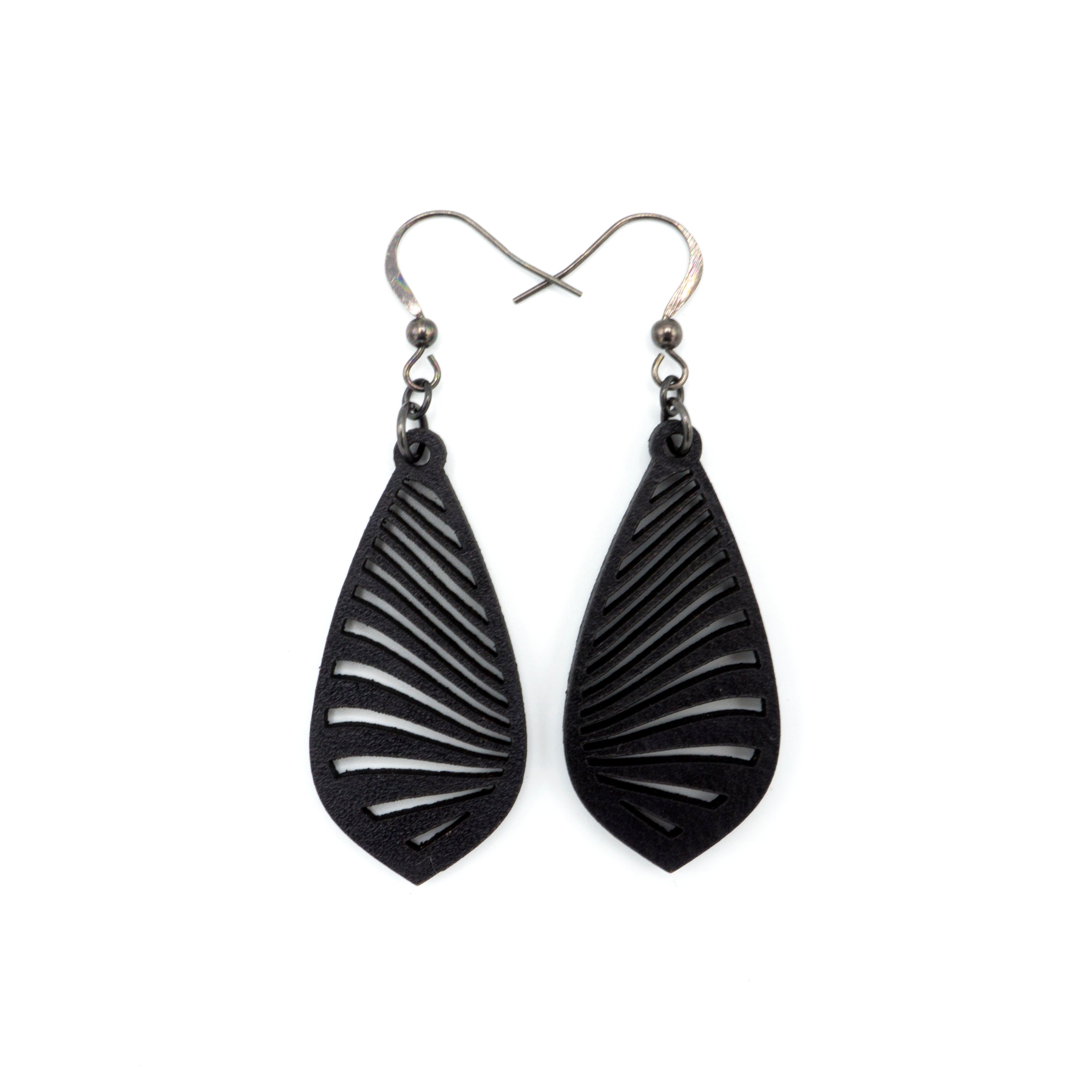 Gem Point 09 [S] - Black Leather Earrings for Women | Boho Chic Handmade Dangle Earrings | Perfect for Casual Wear, Parties & Special Occasions