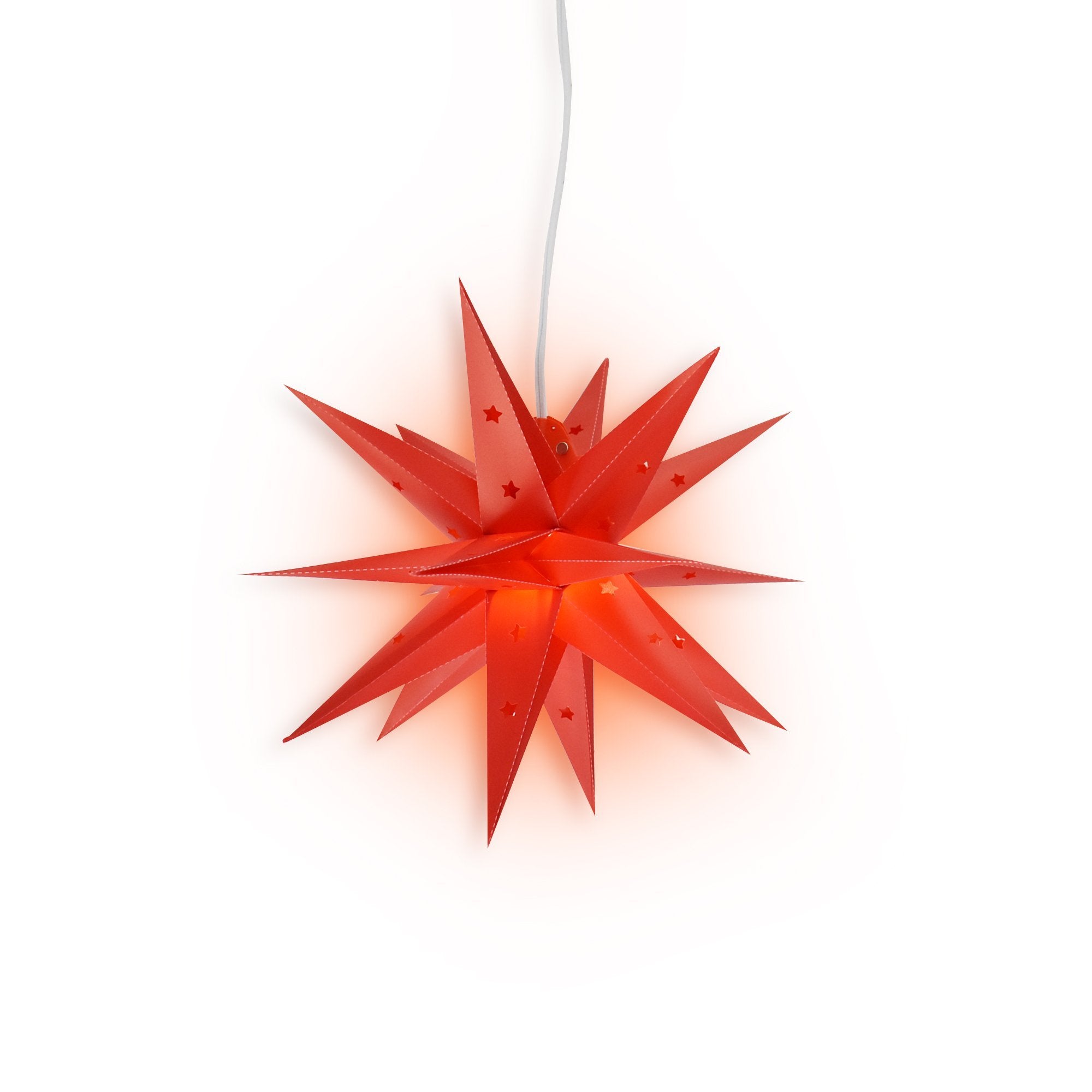 16 Inch Red Moravian Weatherproof Star Lantern Lamp - Outdoor Christmas Decoration, Multi-Point Hanging Shade for Porch, Garden & Holiday Party Decor