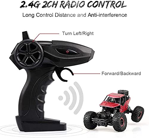 1:16 Remote Control Car 4WD Off-Road RC Crawler Truck - High Speed Climbing Vehicle Toy for Boys & Girls Ages 6-12 | Durable All-Terrain RC Car for Outdoor Play, Backyard Adventures & Off-Road Racing (Includes 3 Batteries)