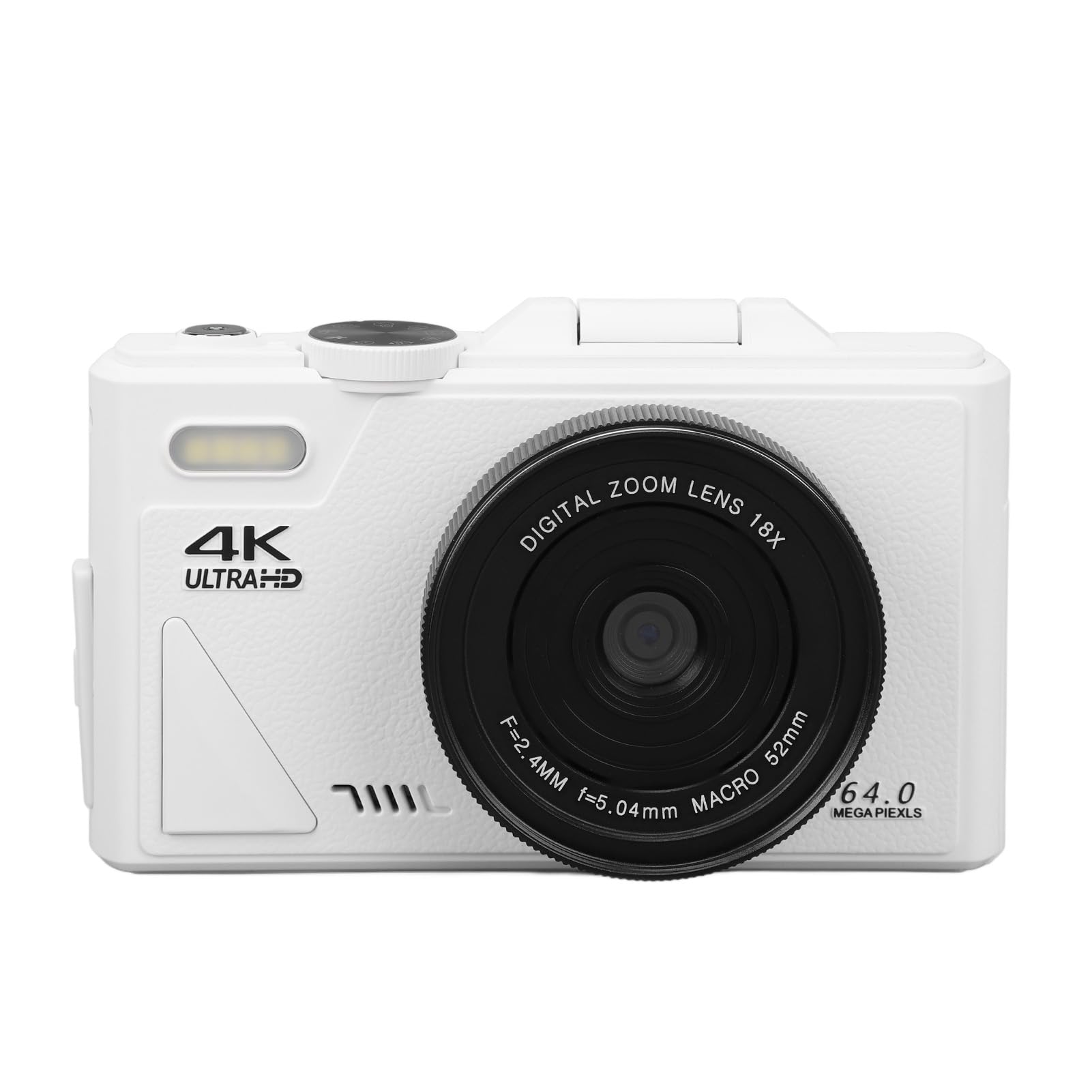 4K 18X Digital Zoom Camera with 3-Inch Flip Screen, 64MP Compact Travel Camera for Vlogging & Photography - Portable Pocket Camera for YouTube, TikTok, Vacation & Outdoor Adventures (White)
