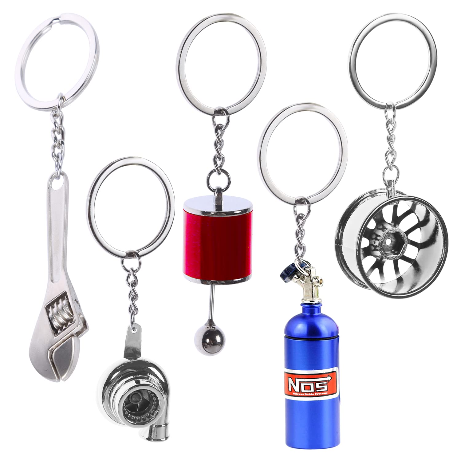 Car Parts Metal Key Chain Set - Cute Auto Model Keyring Holder for Car Lovers - Perfect for Keys, Bags & Car Accessories Decoration - Great Gift for Automotive Enthusiasts