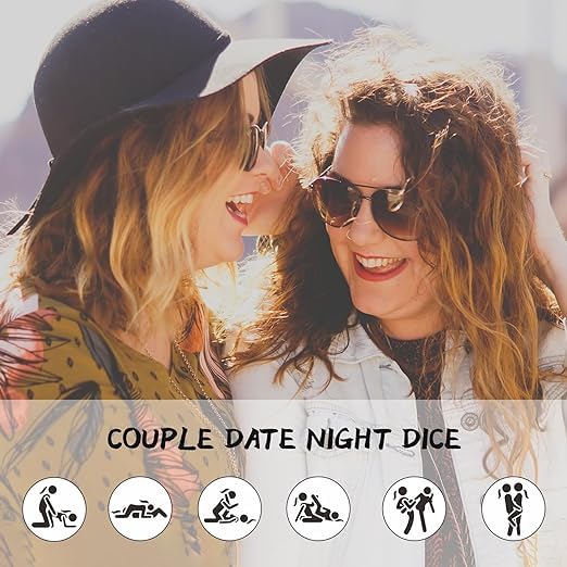 Romantic Couples Naughty Dice Game Set - 4 Piece Adult Date Night Gift for Anniversary, Valentine's Day, Christmas & Bridal Shower - Fun Intimate Game for Couples to Spice Up Relationships