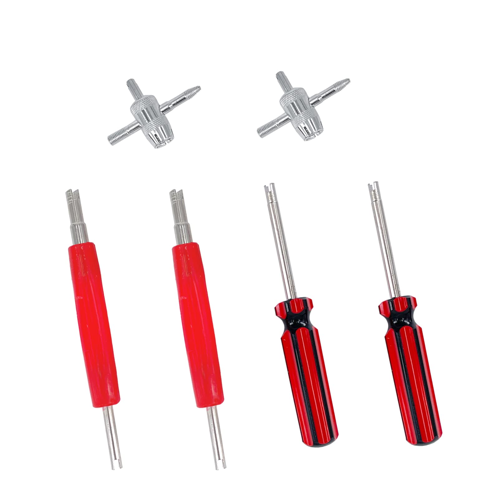 ZUFECY 4-Way Tire Valve Core Removal Tool Kit - Single/Dual Head Valve Stem Remover & Installer for Tire Repair (6PCS) - Perfect for Car, Bike, Motorcycle & ATV Maintenance