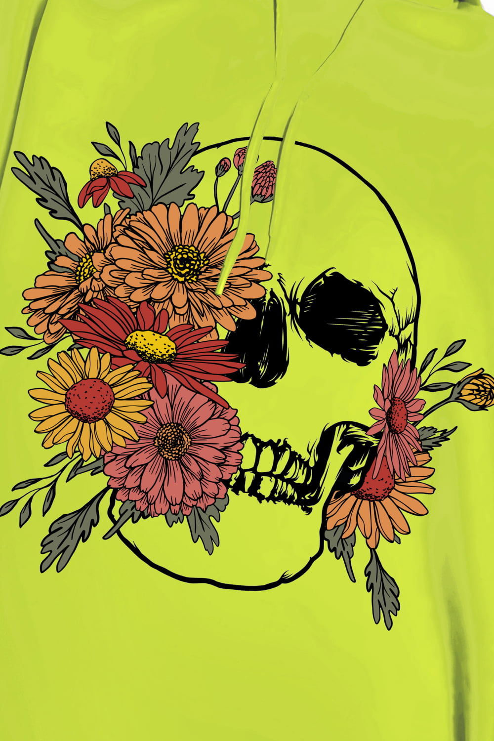 Simply Love Full Size Floral Skull Graphic Hoodie - Stylish Women's Pullover Sweatshirt for Casual Wear, Street Fashion & Gothic Aesthetic Outfits