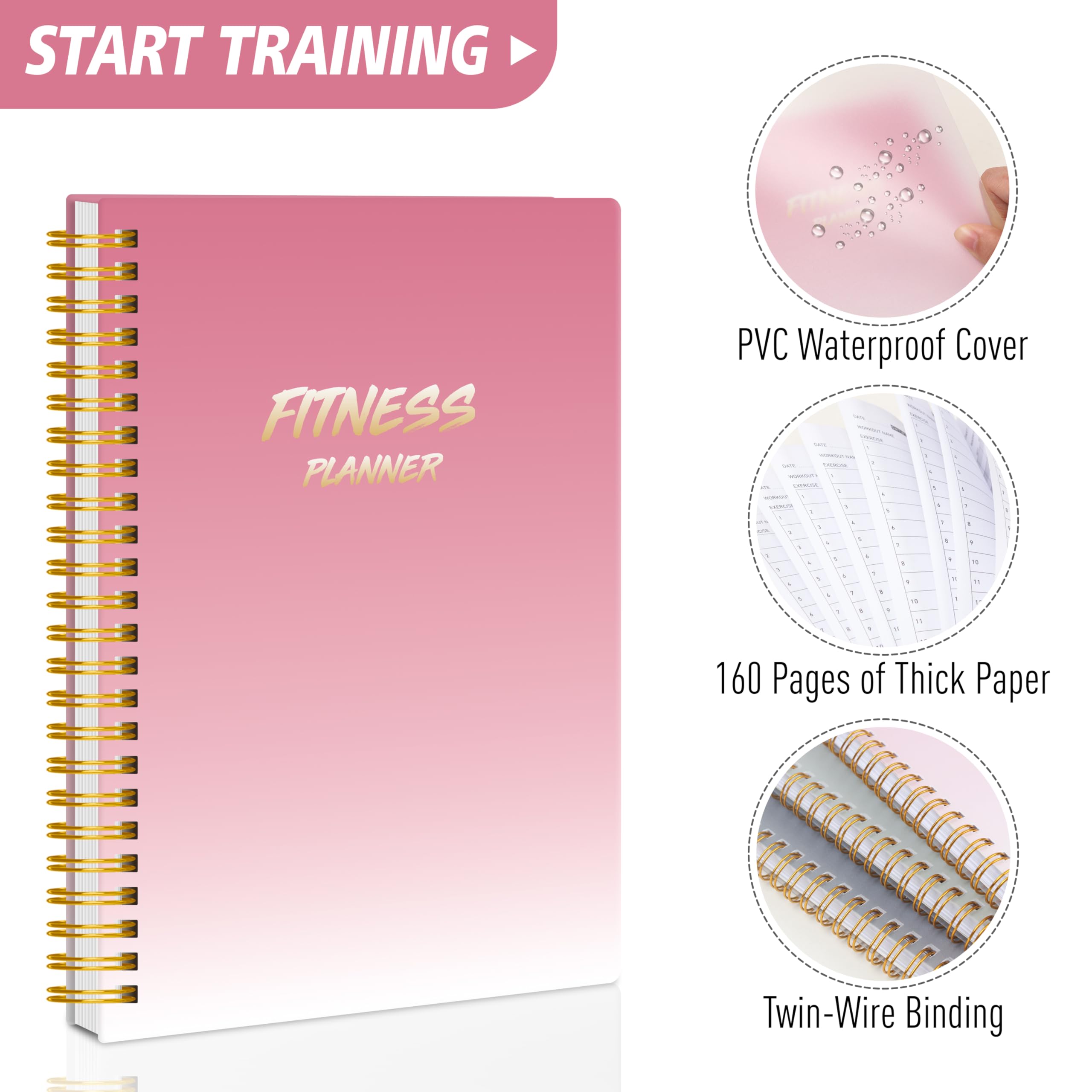 Fitness Journal Workout Planner - A5 Gym Log Book for Home & Gym Training