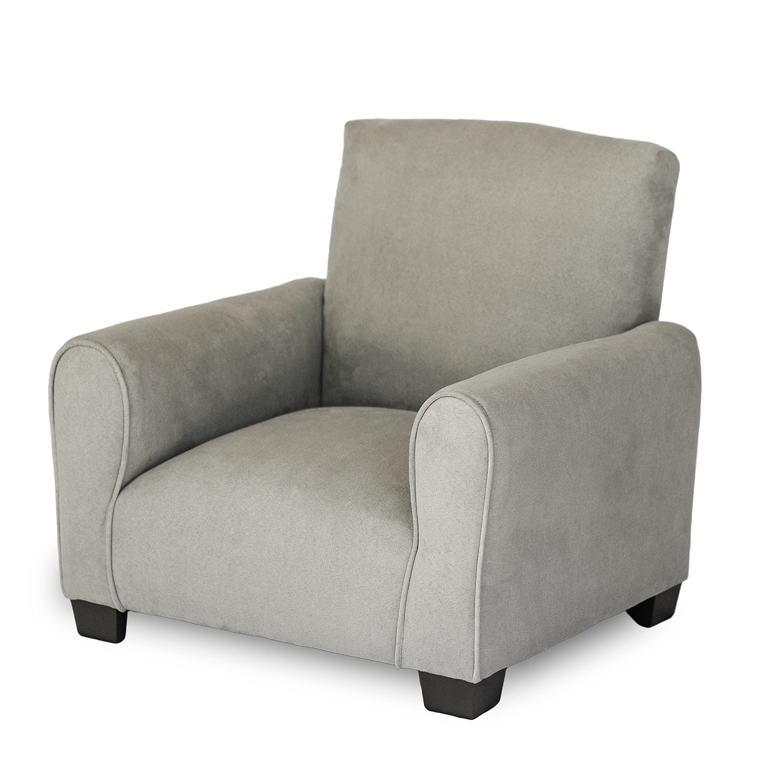 Best Kids Chair - Toddler Upholstered Armchair with Rocking Legs, Soft Grey Fabric for Nursery, Playroom & Bedroom - Comfortable & Safe for Children