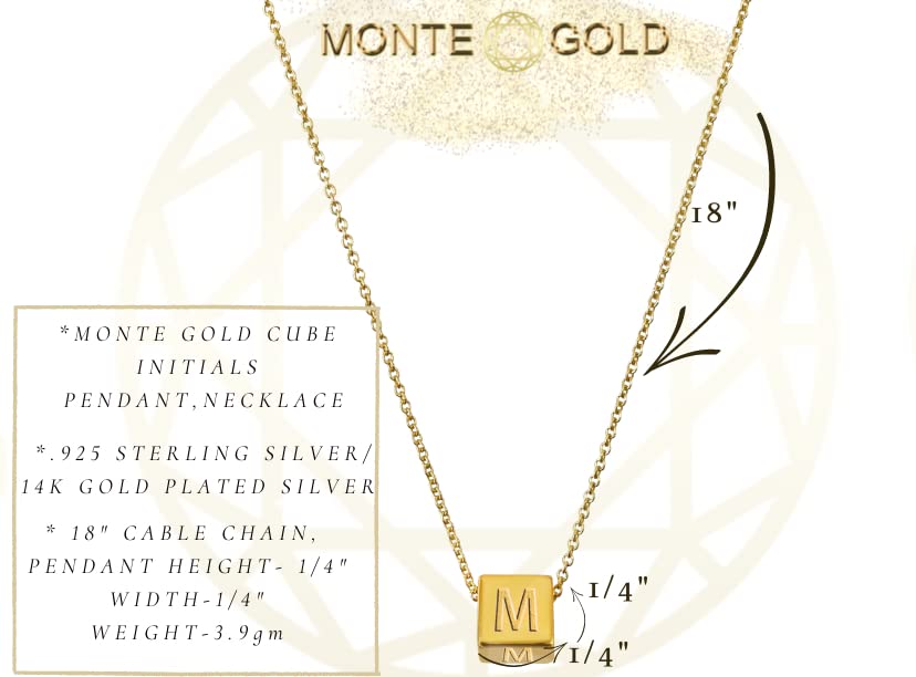 Cube Initial Necklace for Women - 18” Cable Chain Pendant Necklace | Handmade in USA | Personalized Jewelry Gift for Her | Perfect for Birthdays, Anniversaries & Special Occasions