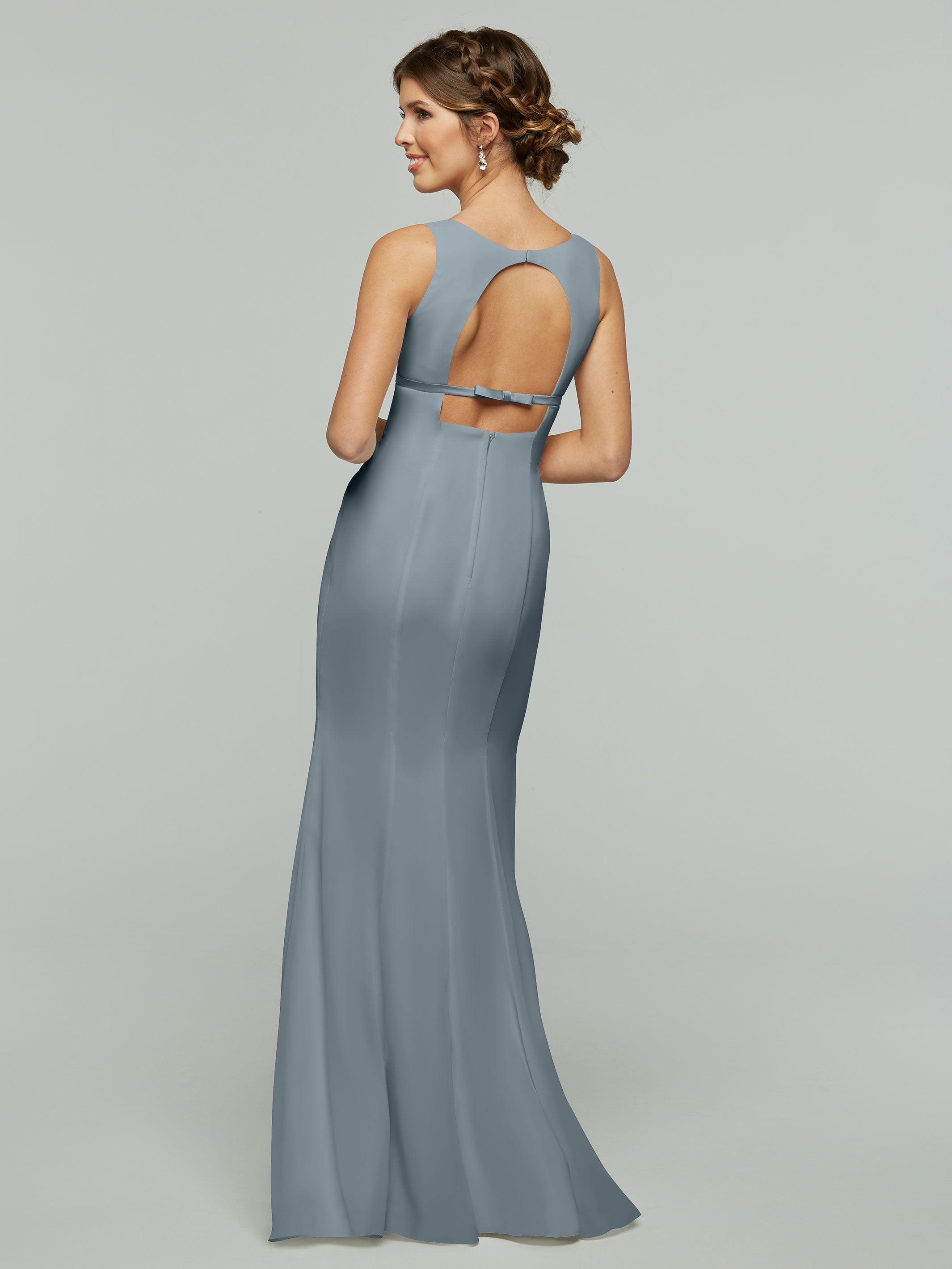 Elegant V-Neck Chiffon Bridesmaid Dress with Satin Ribbon Waist - Perfect for Weddings, Formal Events & Special Occasions