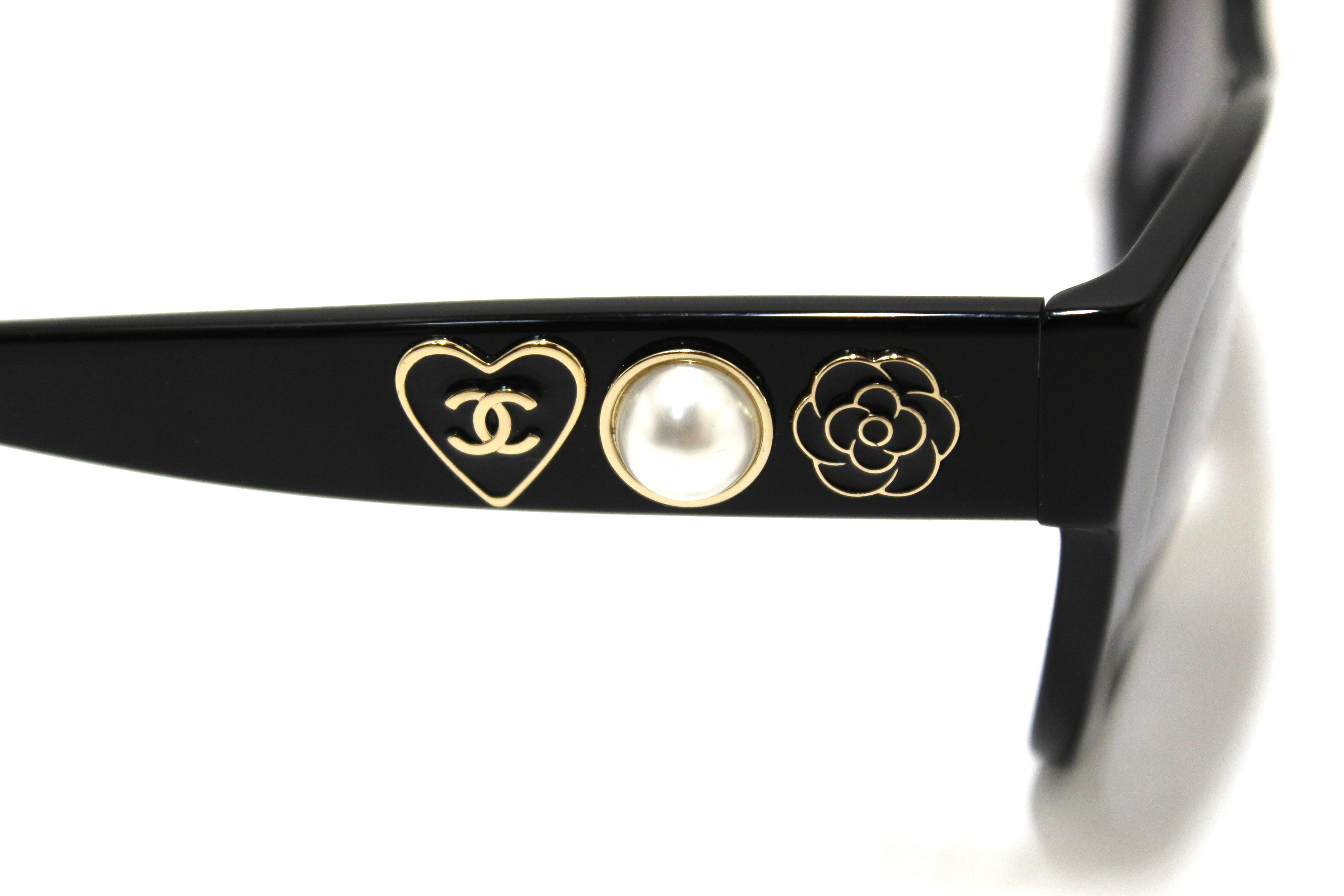 Authentic Chanel Black Polarized Square Sunglasses with Pearl Charms - Model 5479A | Luxury Fashion Accessory for Women, Perfect for Beach, Driving & Outdoor Activities