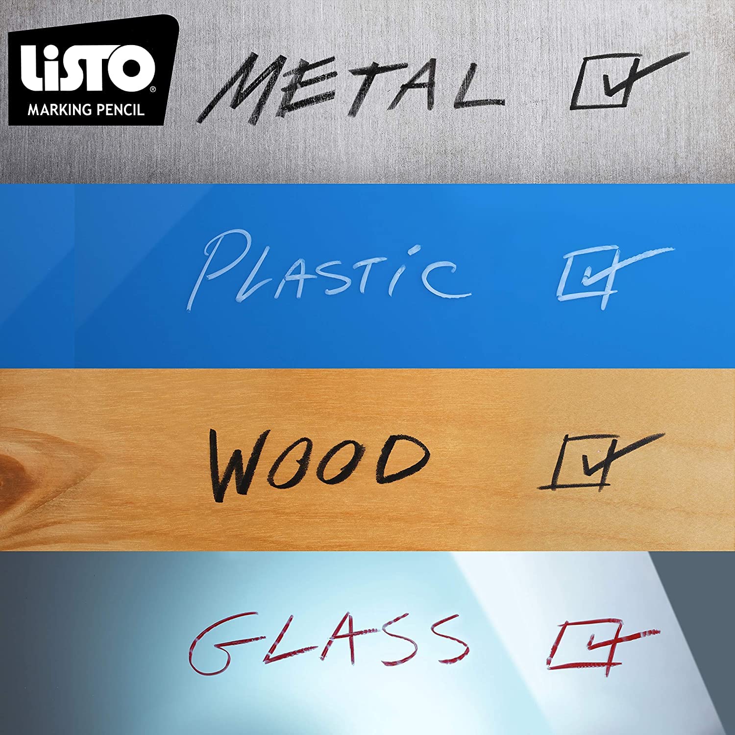 **Listo 1620 & 162 White Marking Pencils Kit - 12 Grease Pencils with 72 Refill Leads (Includes 1 Orange Pencil) - Ideal for Construction, Woodworking & Industrial Marking**