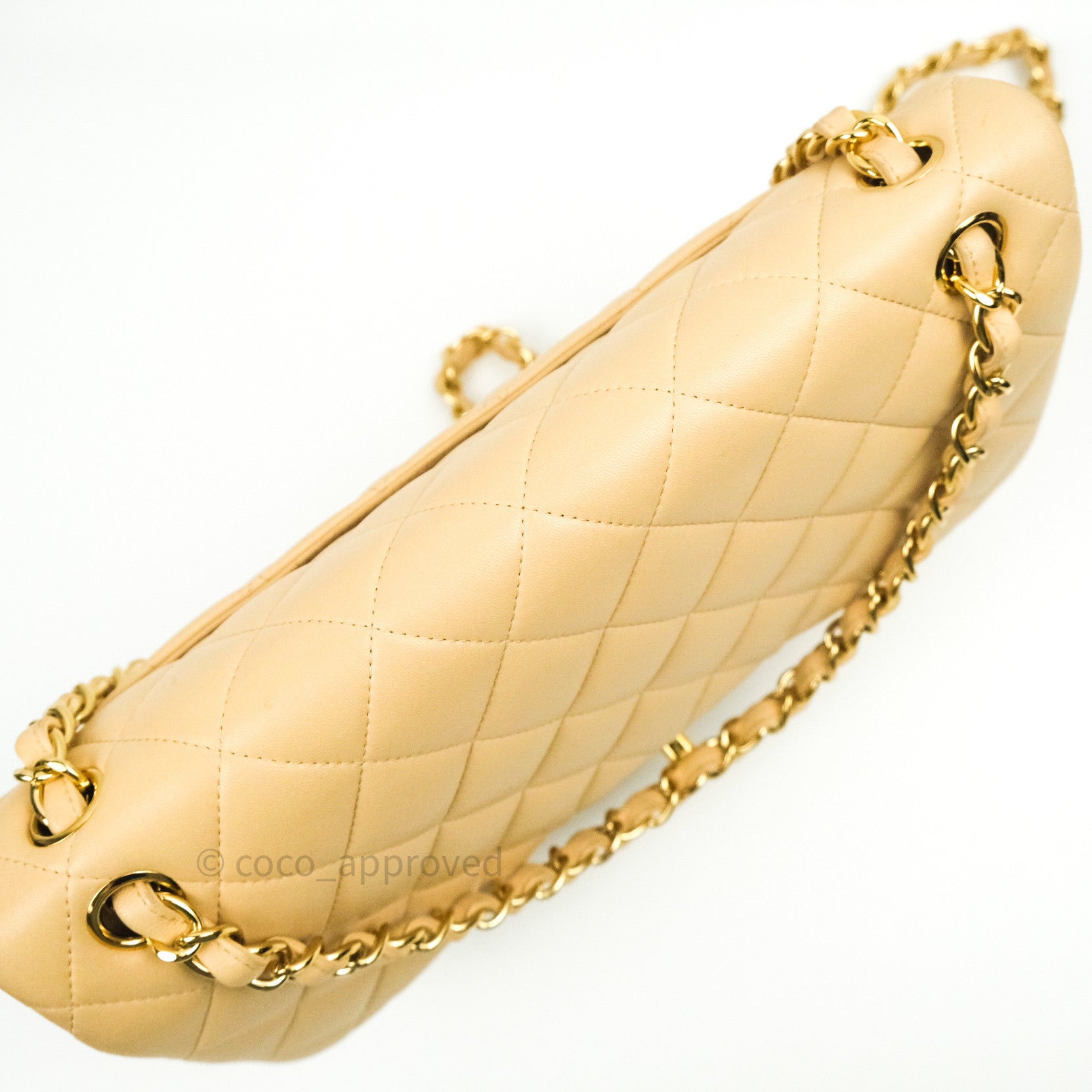 Chanel Classic Jumbo Double Flap Bag Beige Lambskin Leather with Gold Hardware - Luxury Designer Handbag for Women, Perfect for Parties, Dating & Special Occasions