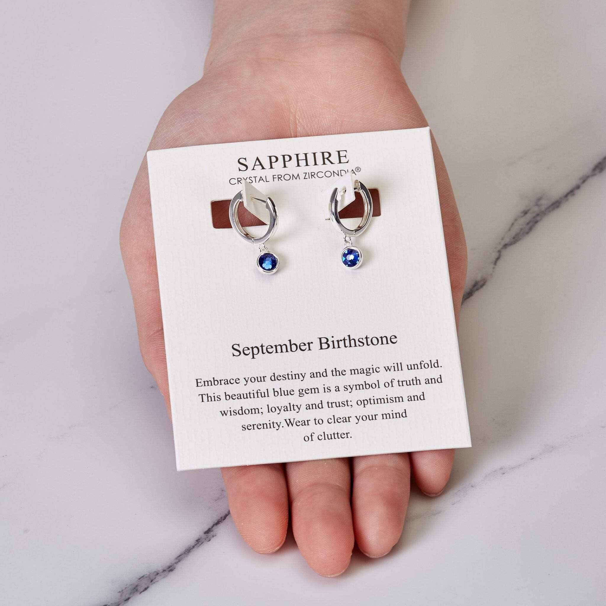 Sapphire Zirconia Hoop Earrings - September Birthstone Jewelry for Women